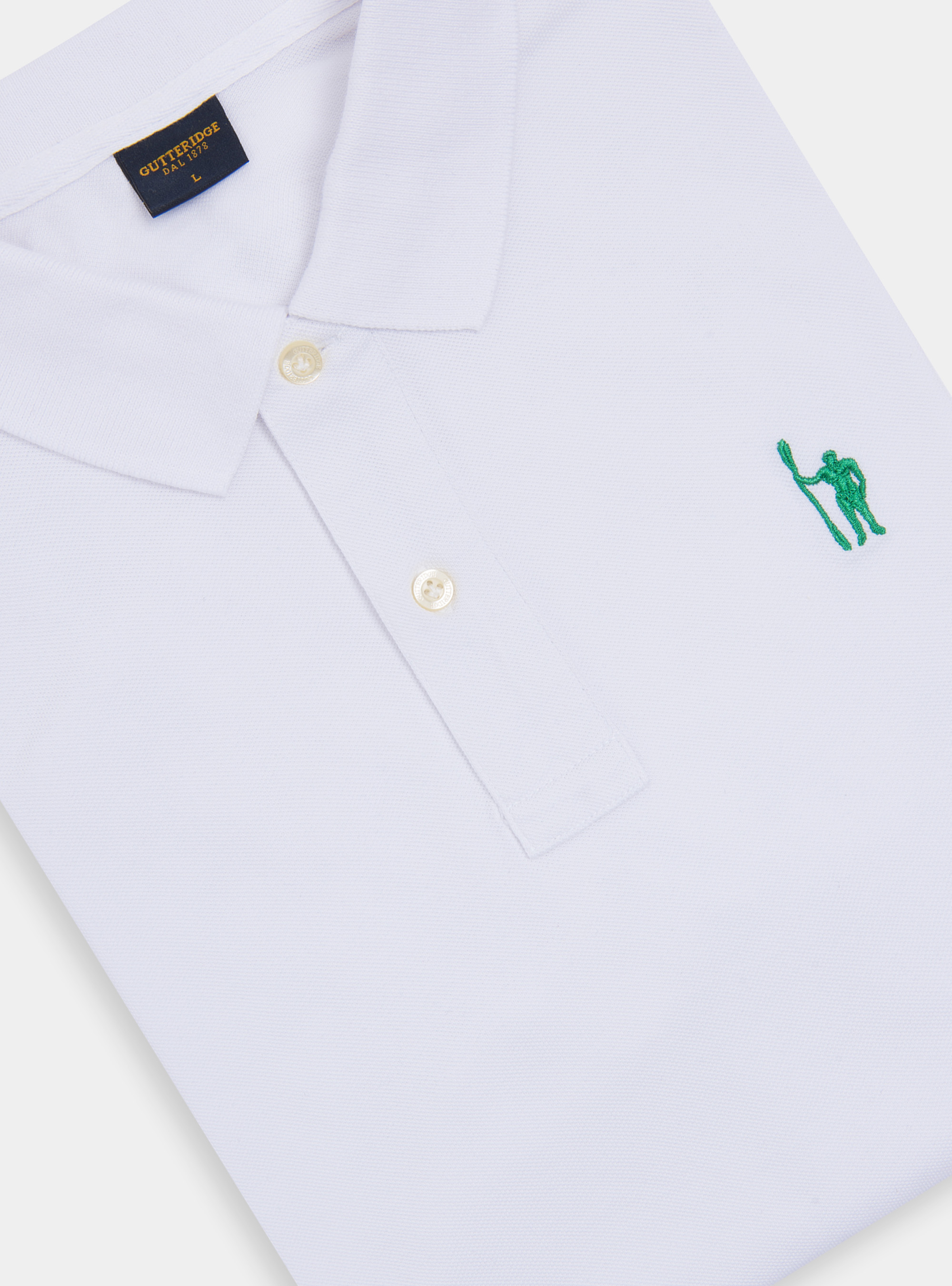 Polo classica in piquet di cotone con ricamo, BIANCO