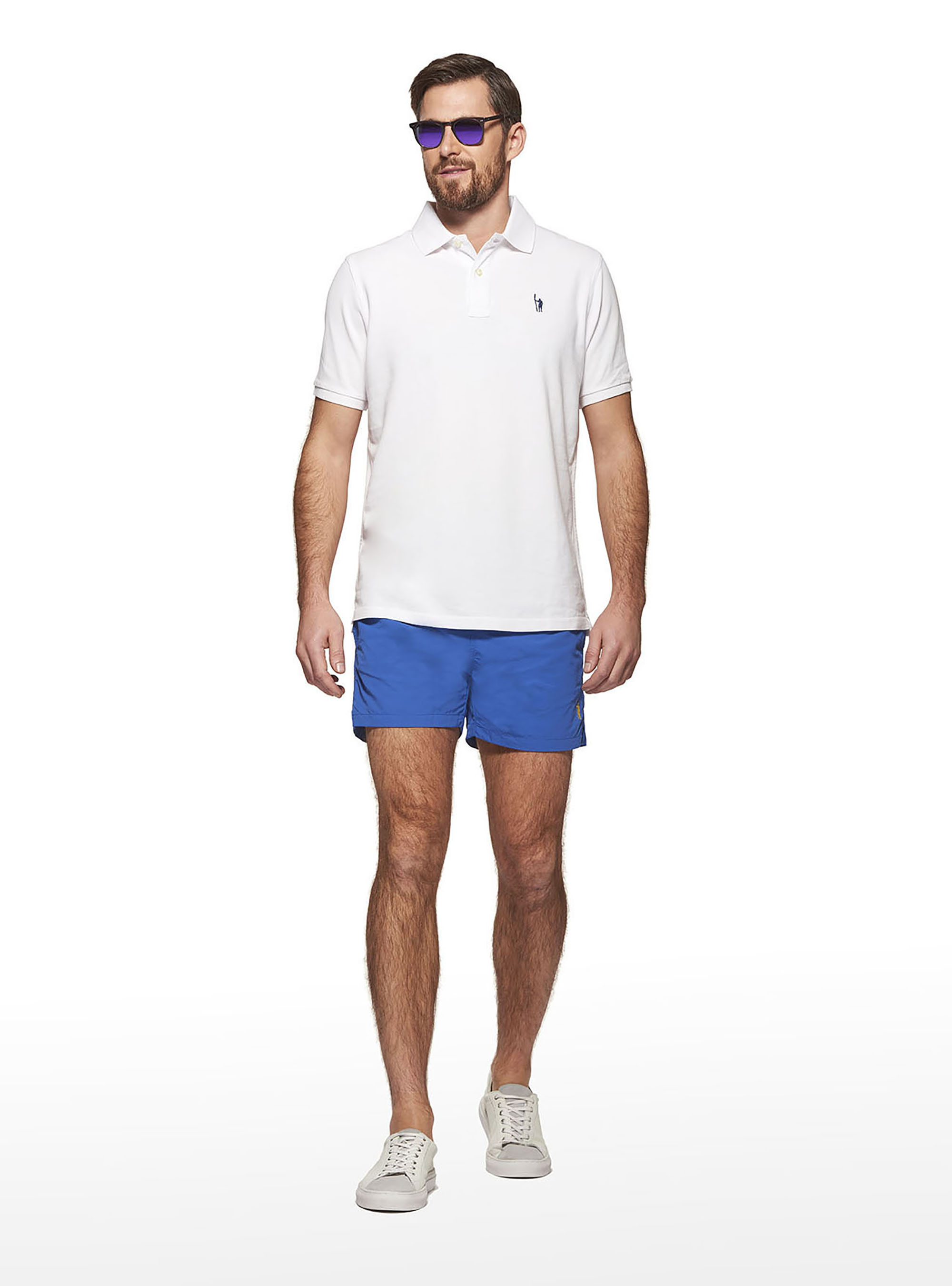 Basic plain colour swimsuit with embroidery, BLUE ROYAL