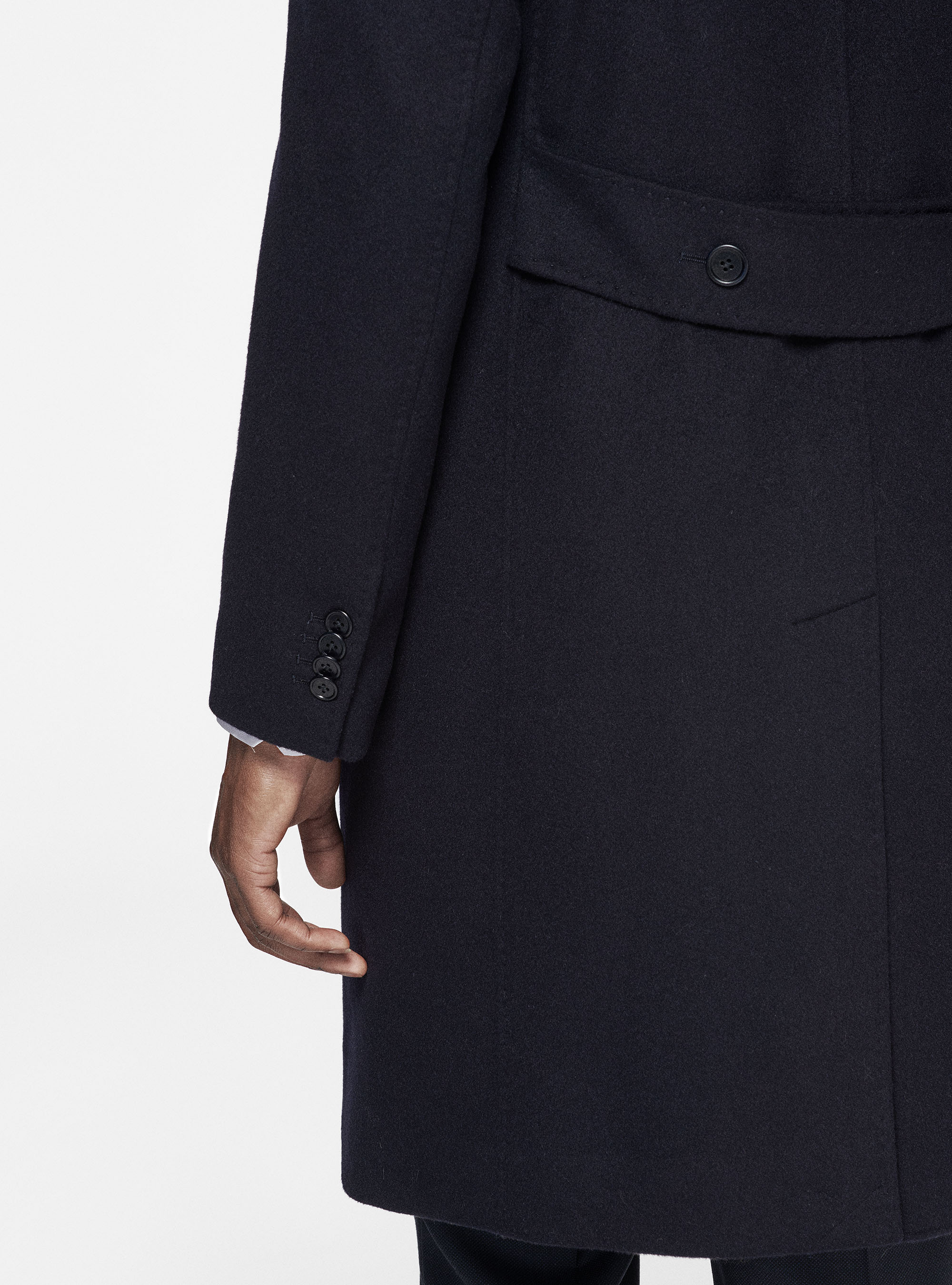 Wool and cashmere double-breasted coat, NAVY BLUE