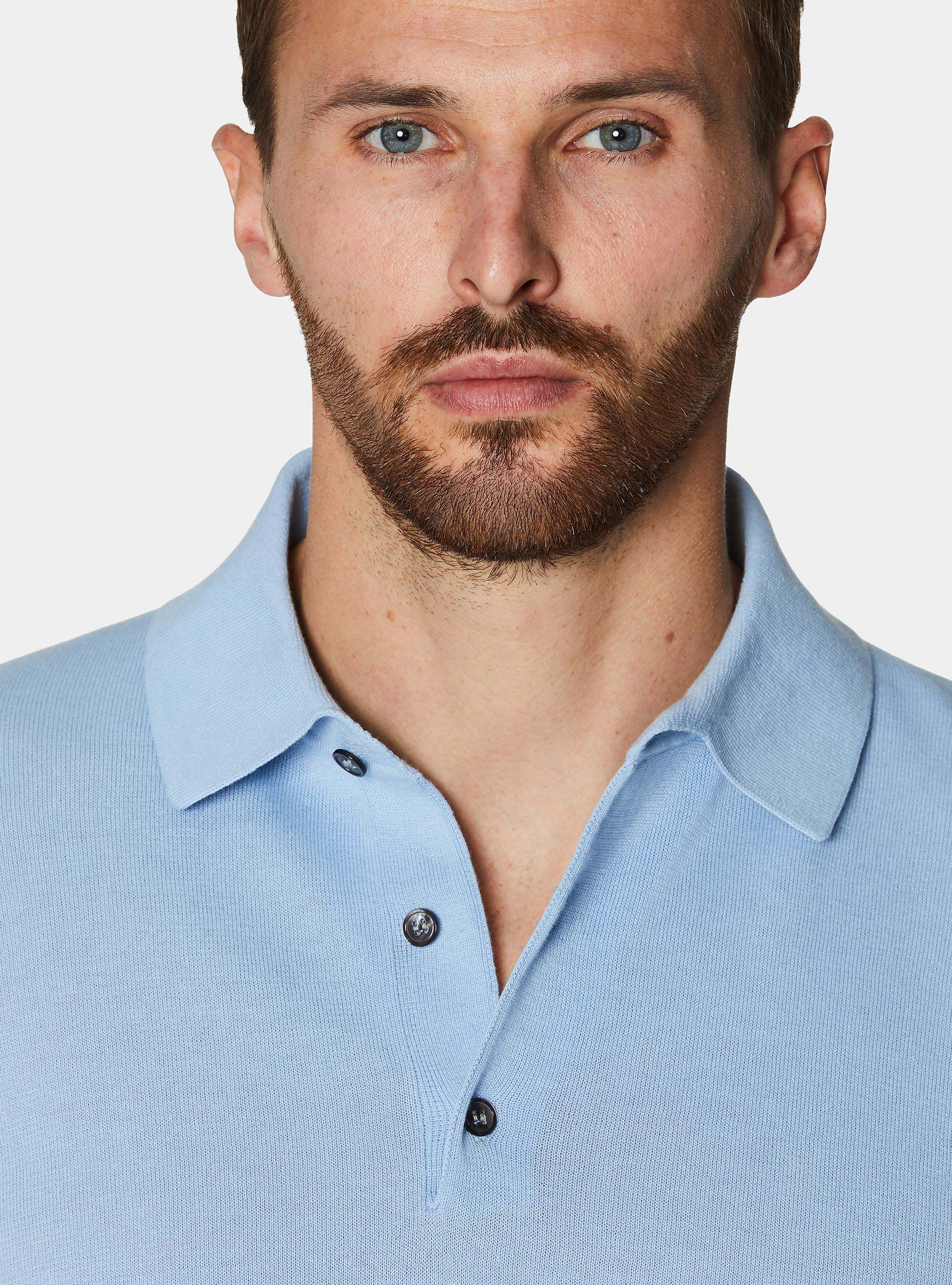 Polo in maglia in cotone m/c, 0266C AZZURRO