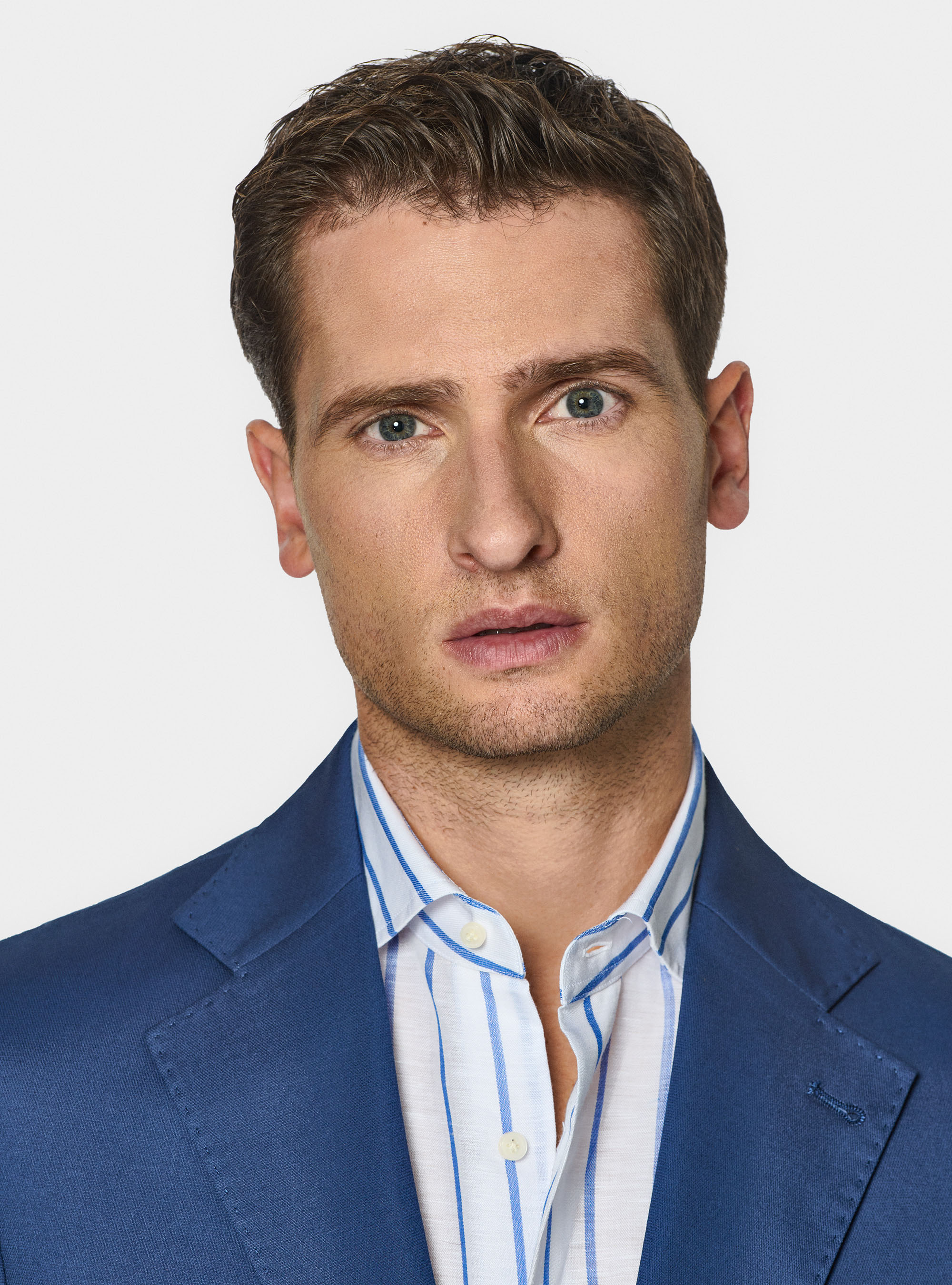 Giacca abito in cotone armaturato, BLU