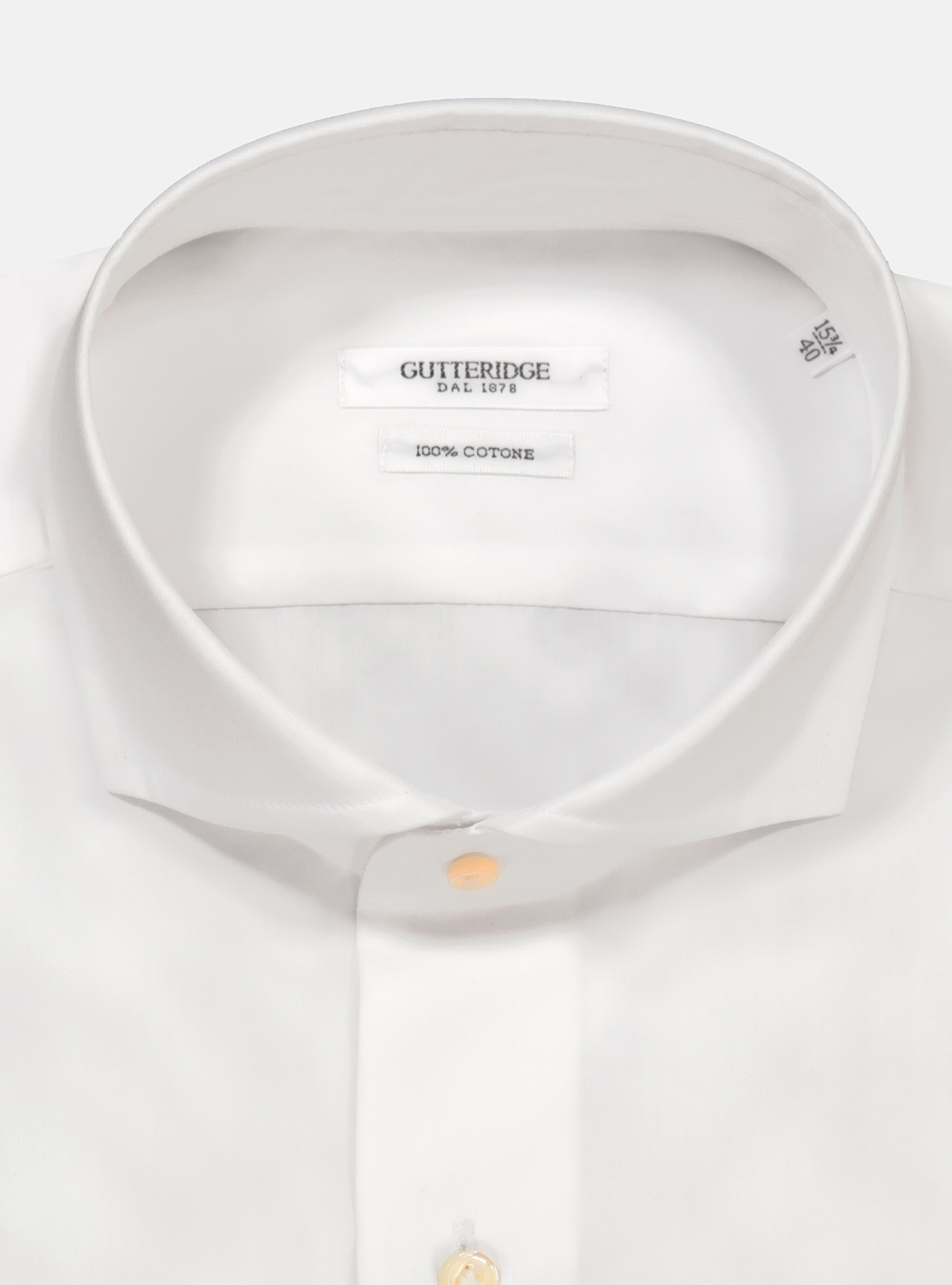 Camisa con cuello franc&egrave;s en algod&ograve;n, BLANCO