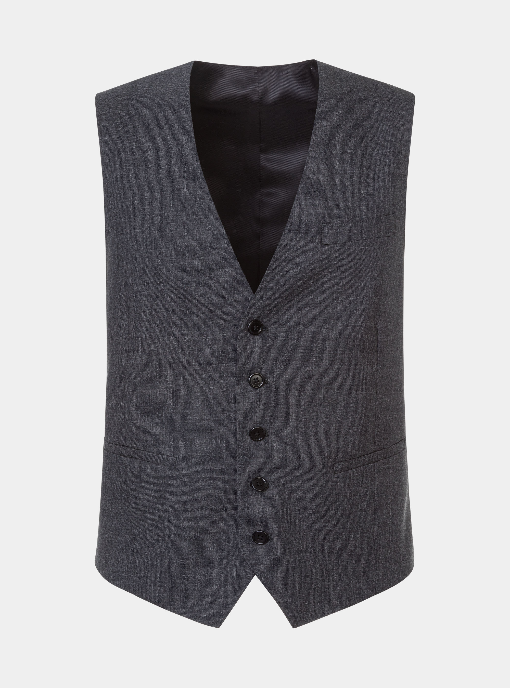 Gilet in tessuto pura lana Vitale Barberis Canonico, ASFALTO