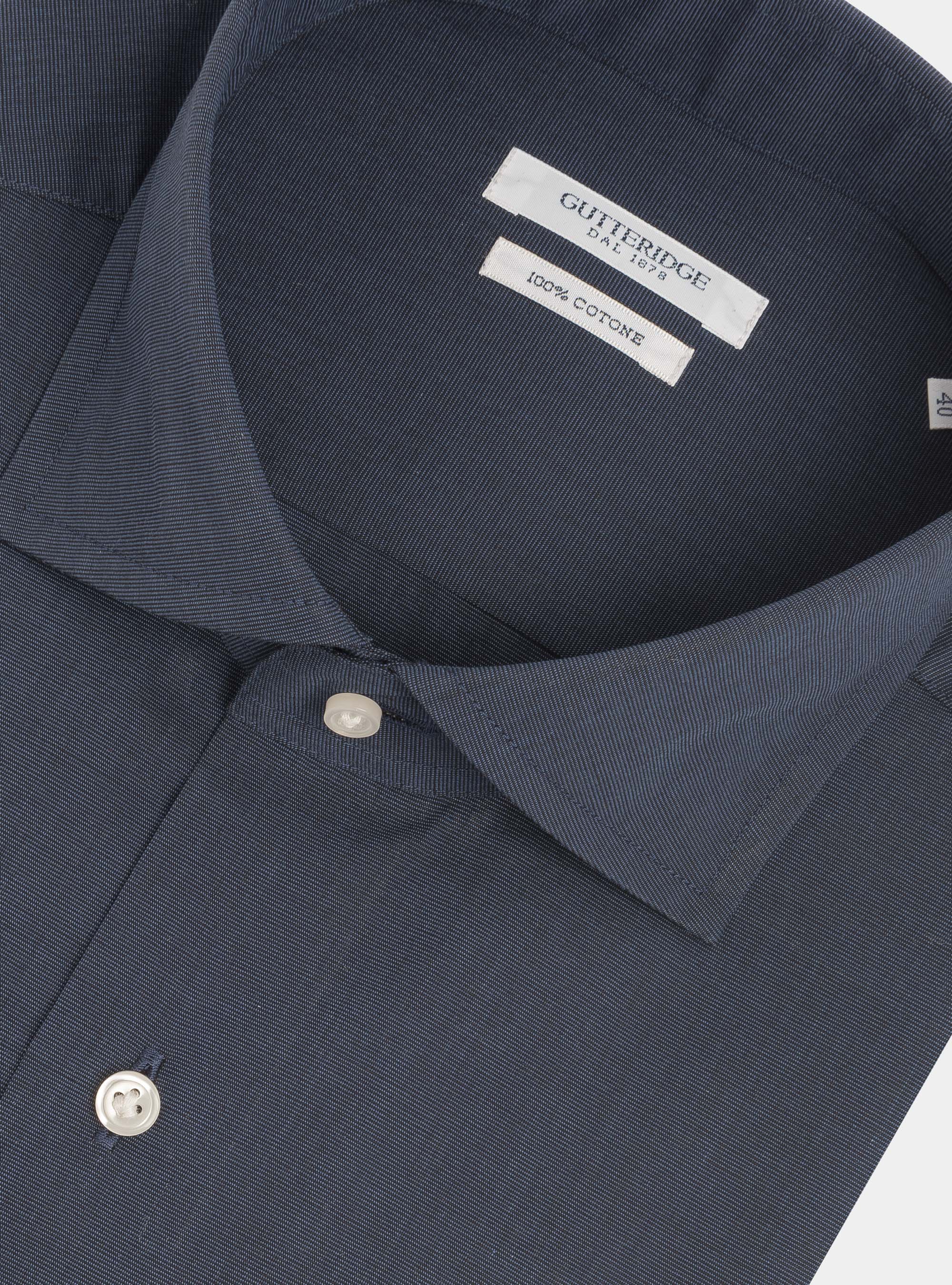 Camisa Fil a fil con cuello semifranc&eacute;s, AZUL MARINO