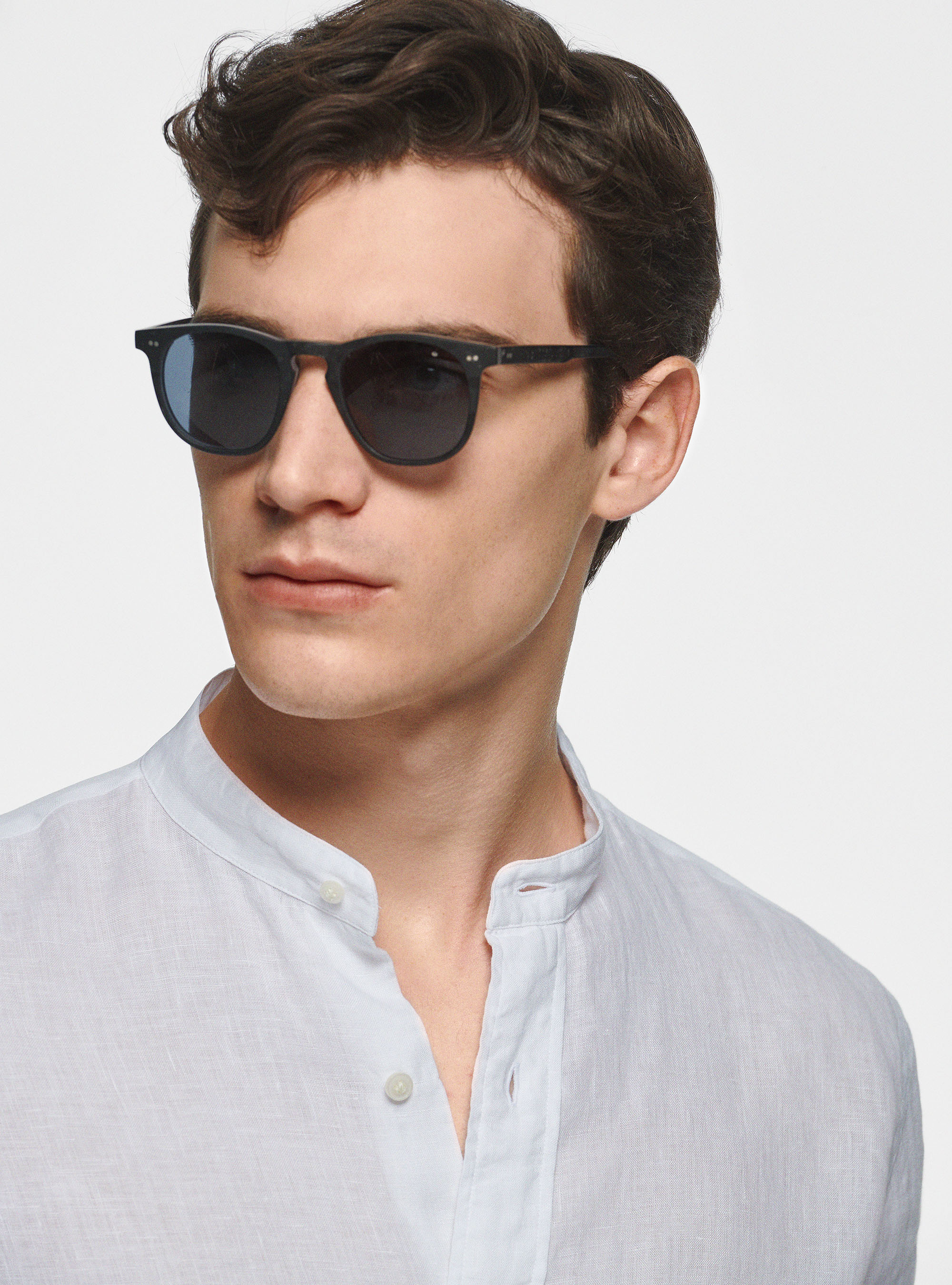 Camisa coreana en puro lino, BLANCO