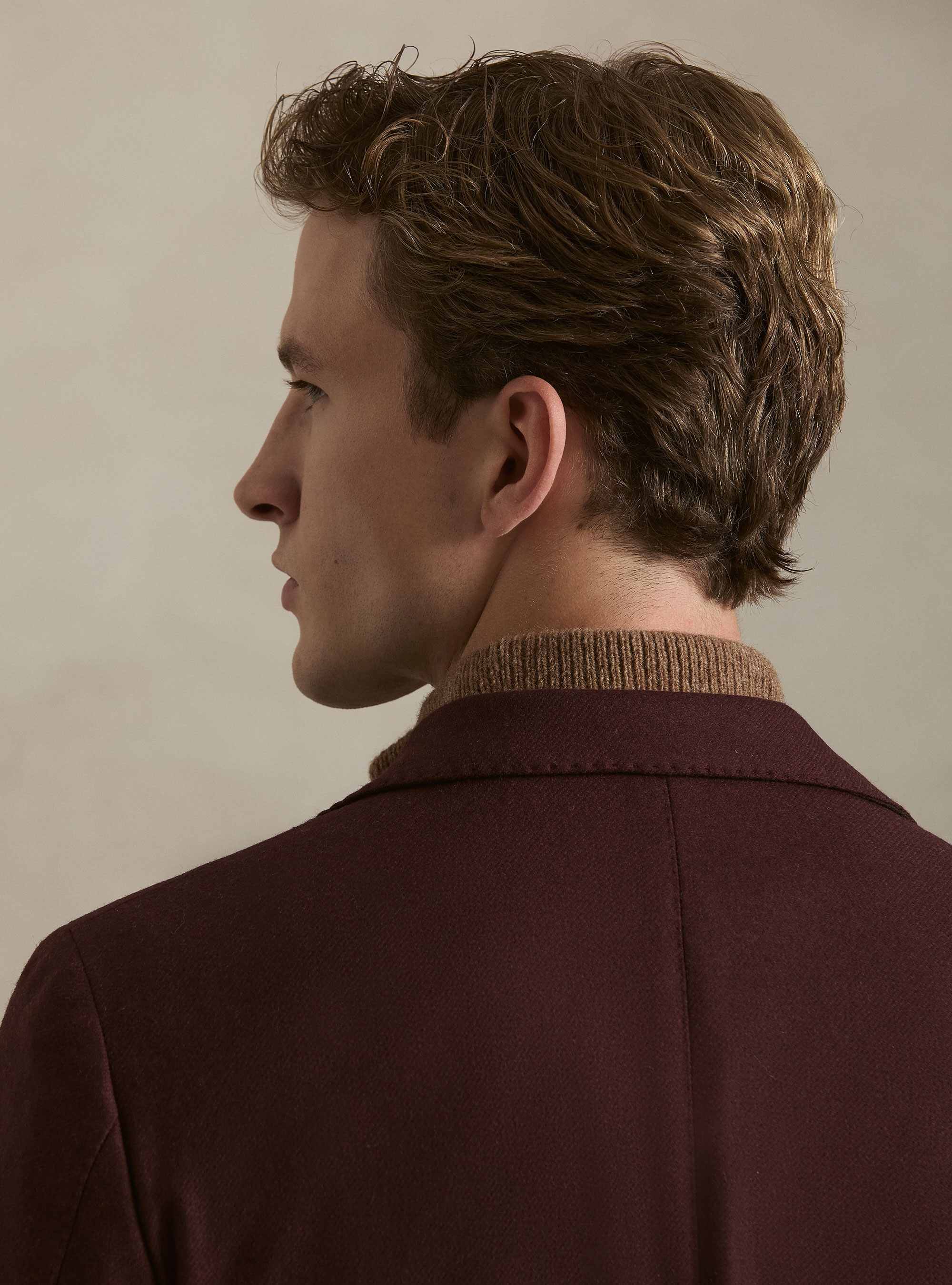 Wool blend flannel blazer, BORDEAUX 0331C
