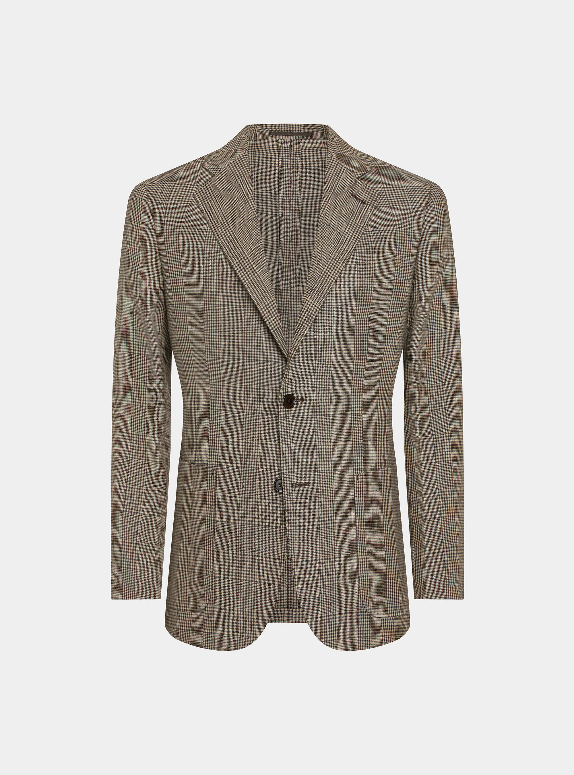 Prince of Wales blazer in pure linen, BROWN