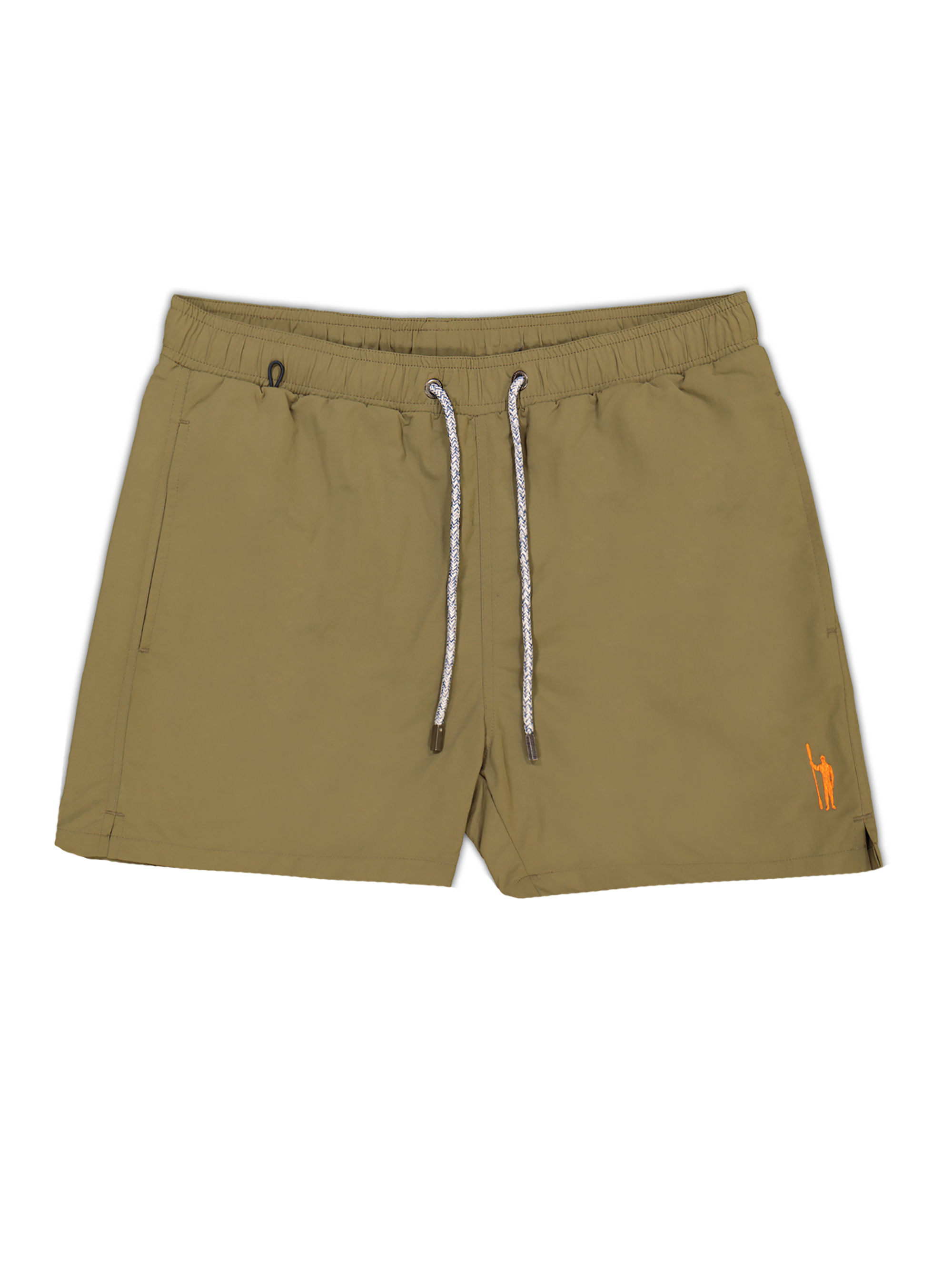 Basic plain colour swimsuit with embroidery, OLIVE