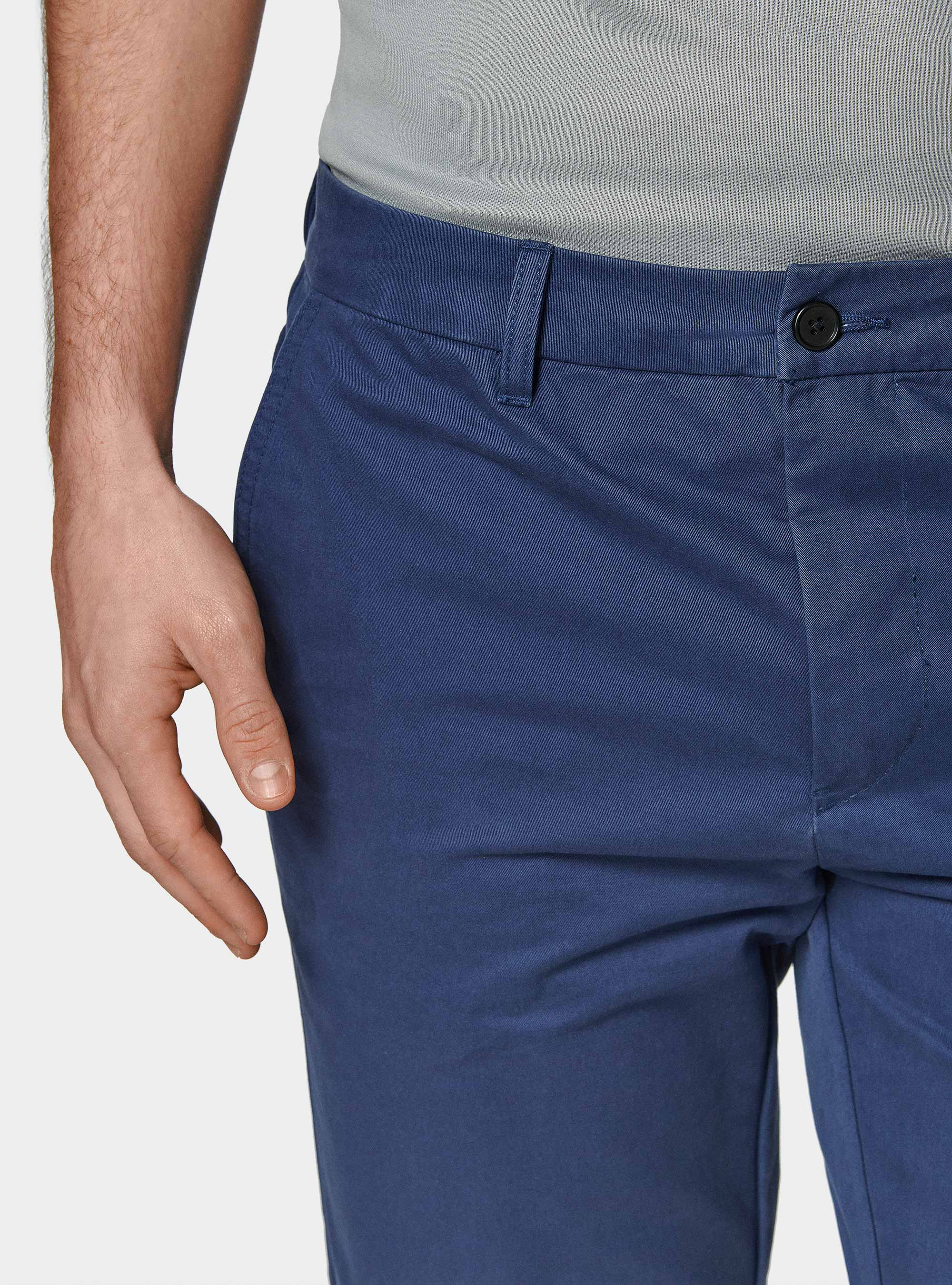 Cotton twill bermuda shorts, BLUE