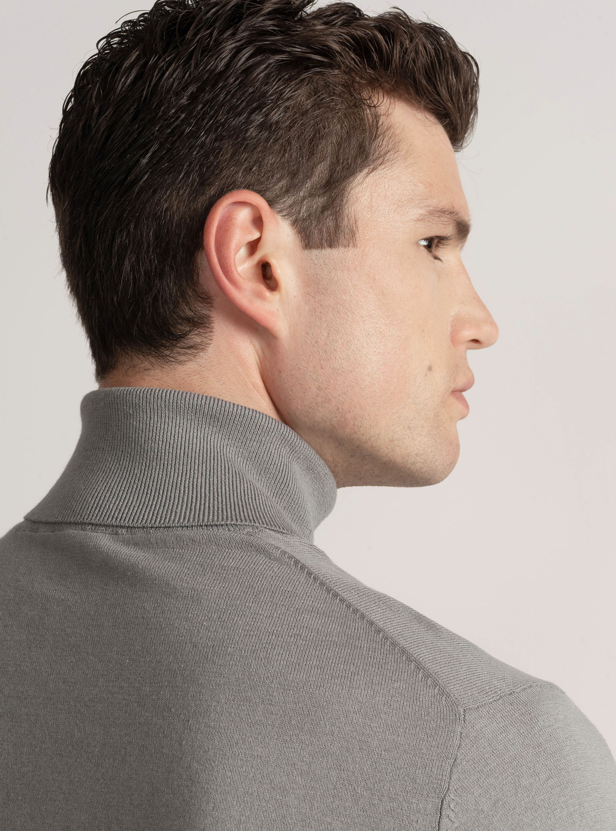 Silk and cashmere cotton turtleneck, GREY