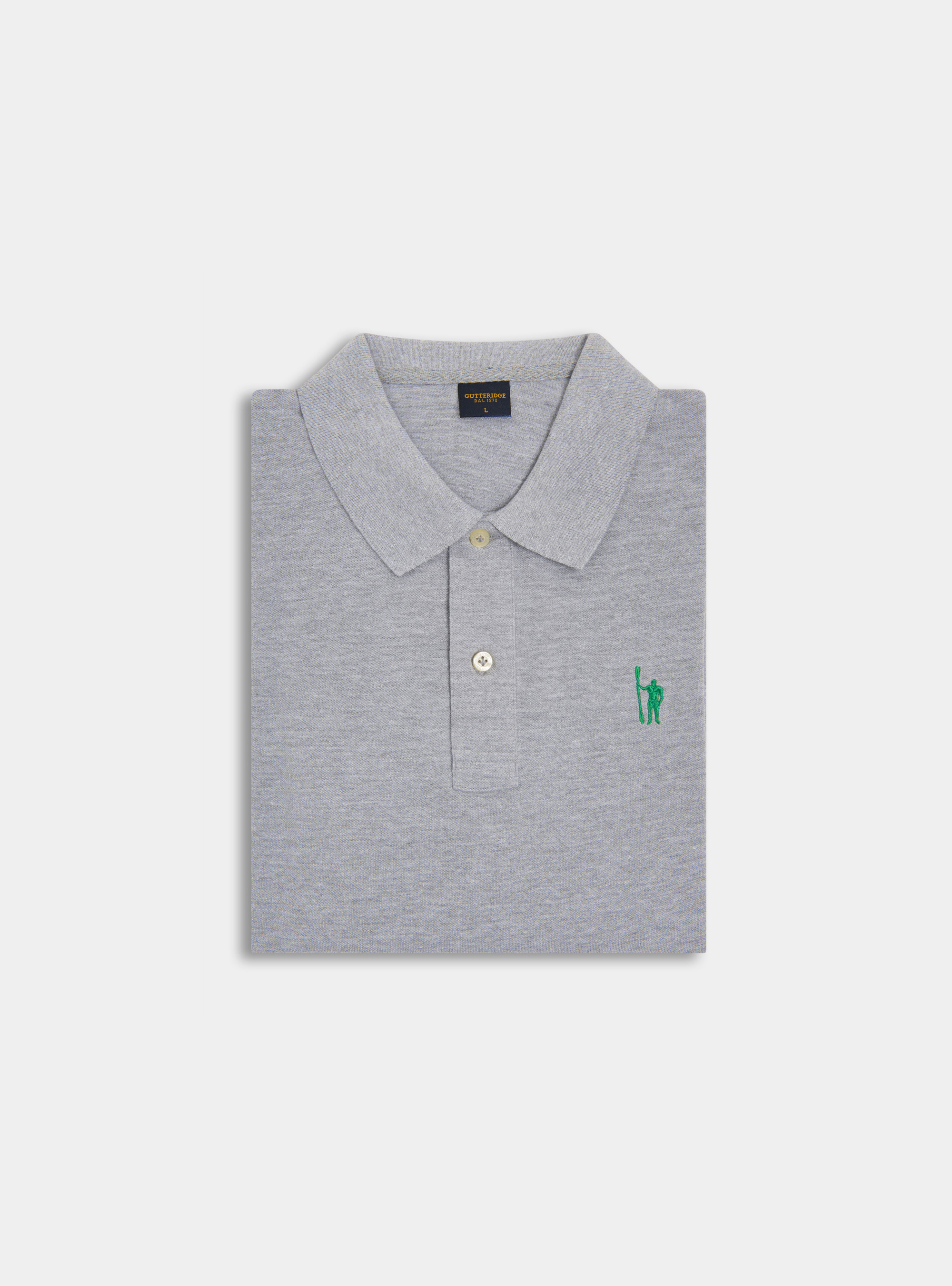 Classic cotton pique polo with embroidery, GREY