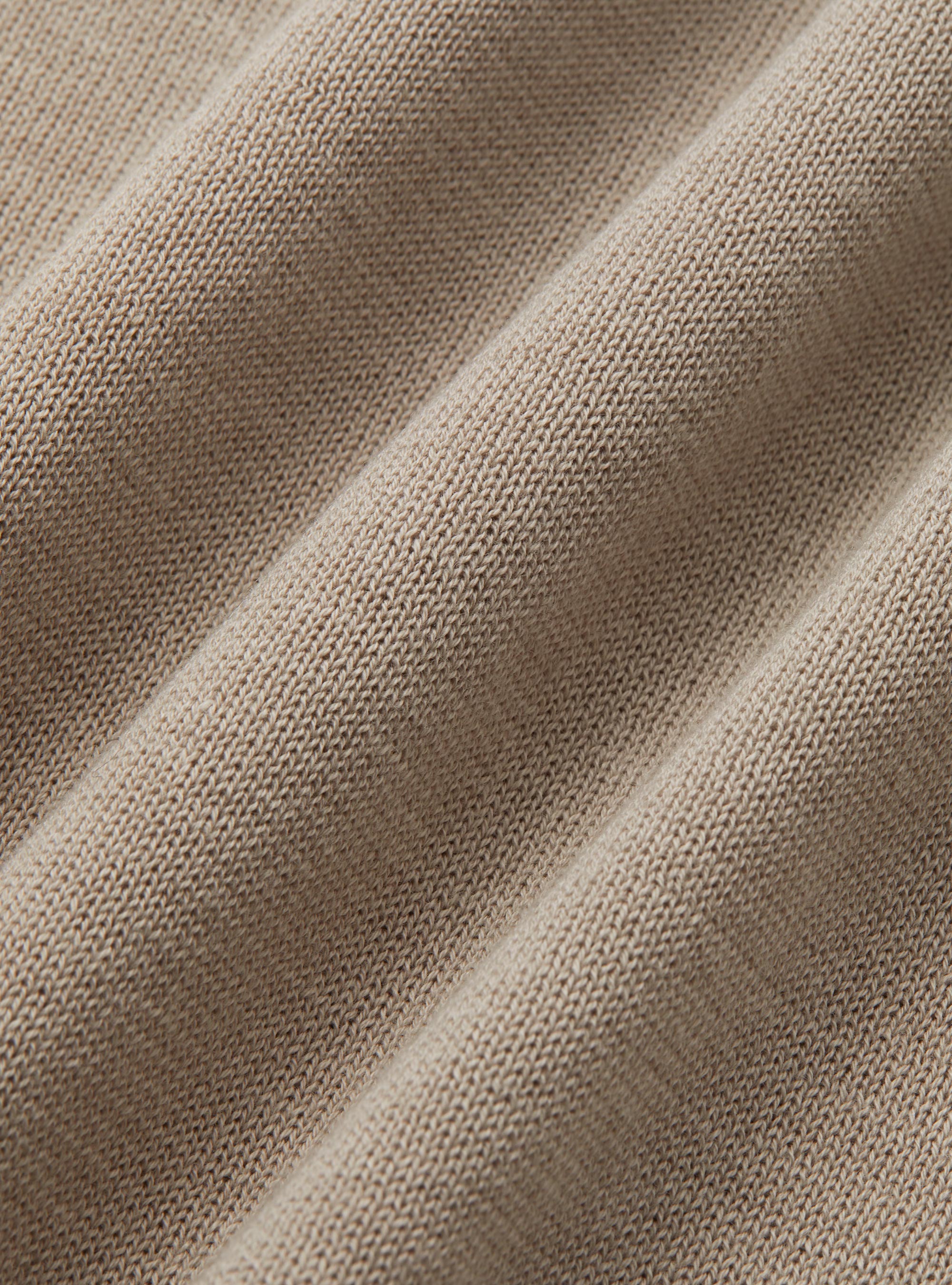 Polo in maglia senza bottoni in cotone extrafine, SABBIA