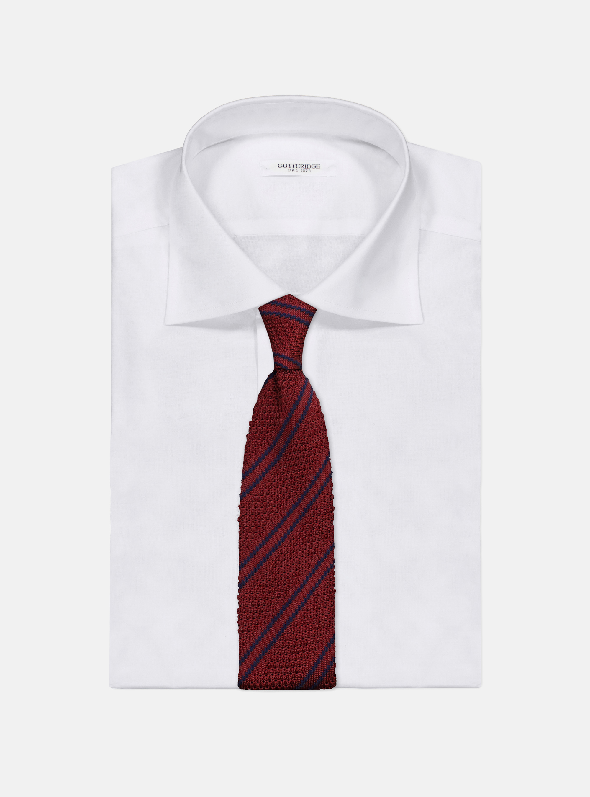 Knitted diagonal stripes tie, BORDEAUX