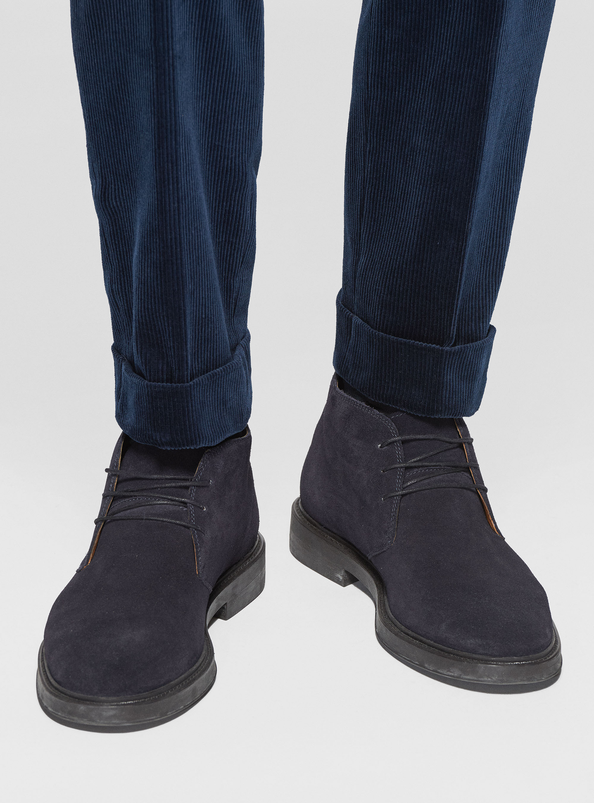 Pantaloni con pince in velluto Duca Visconti di Modrone, BLU NAVY