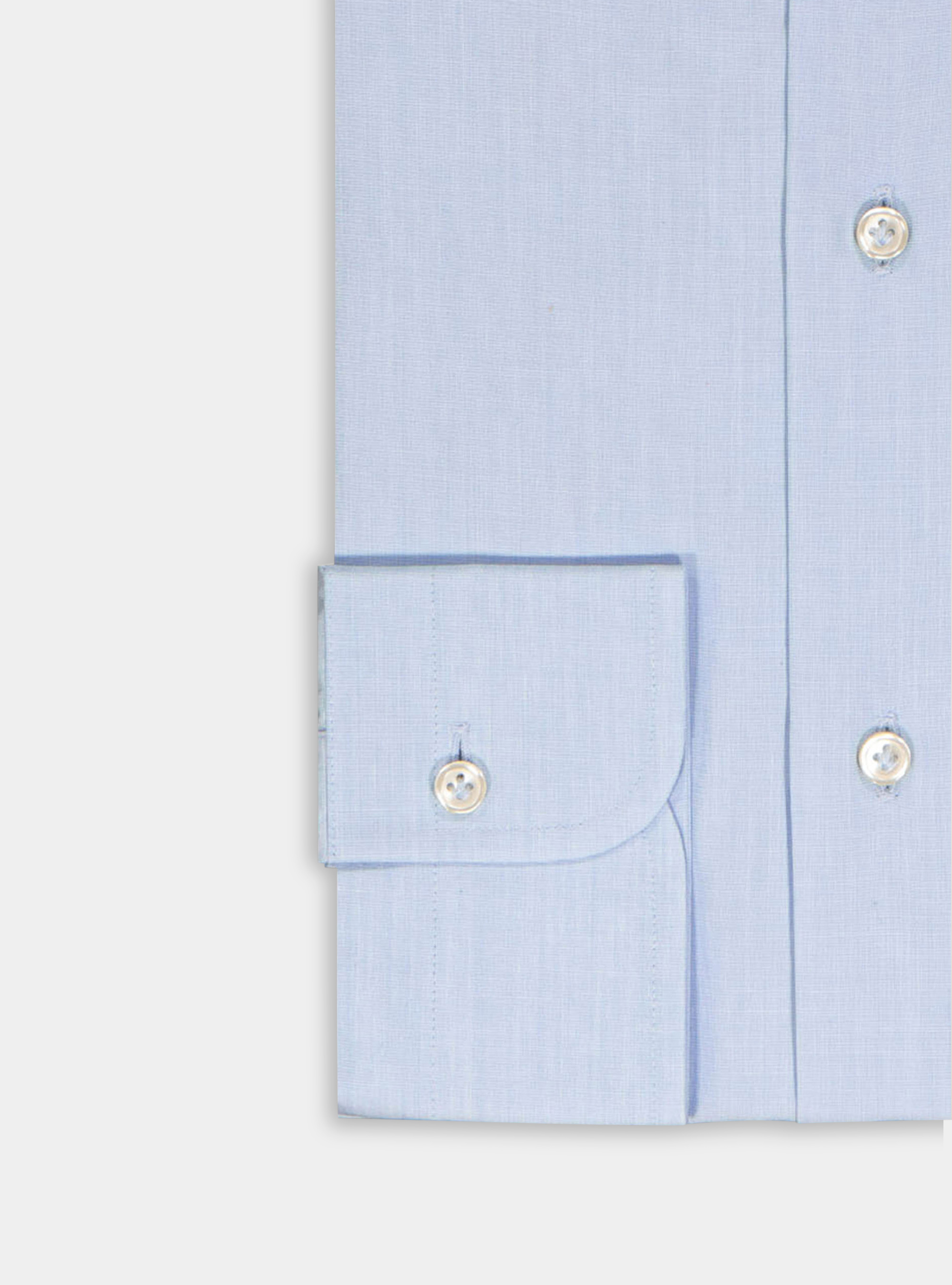 Camicia fil a fil collo francese, AZZURRO