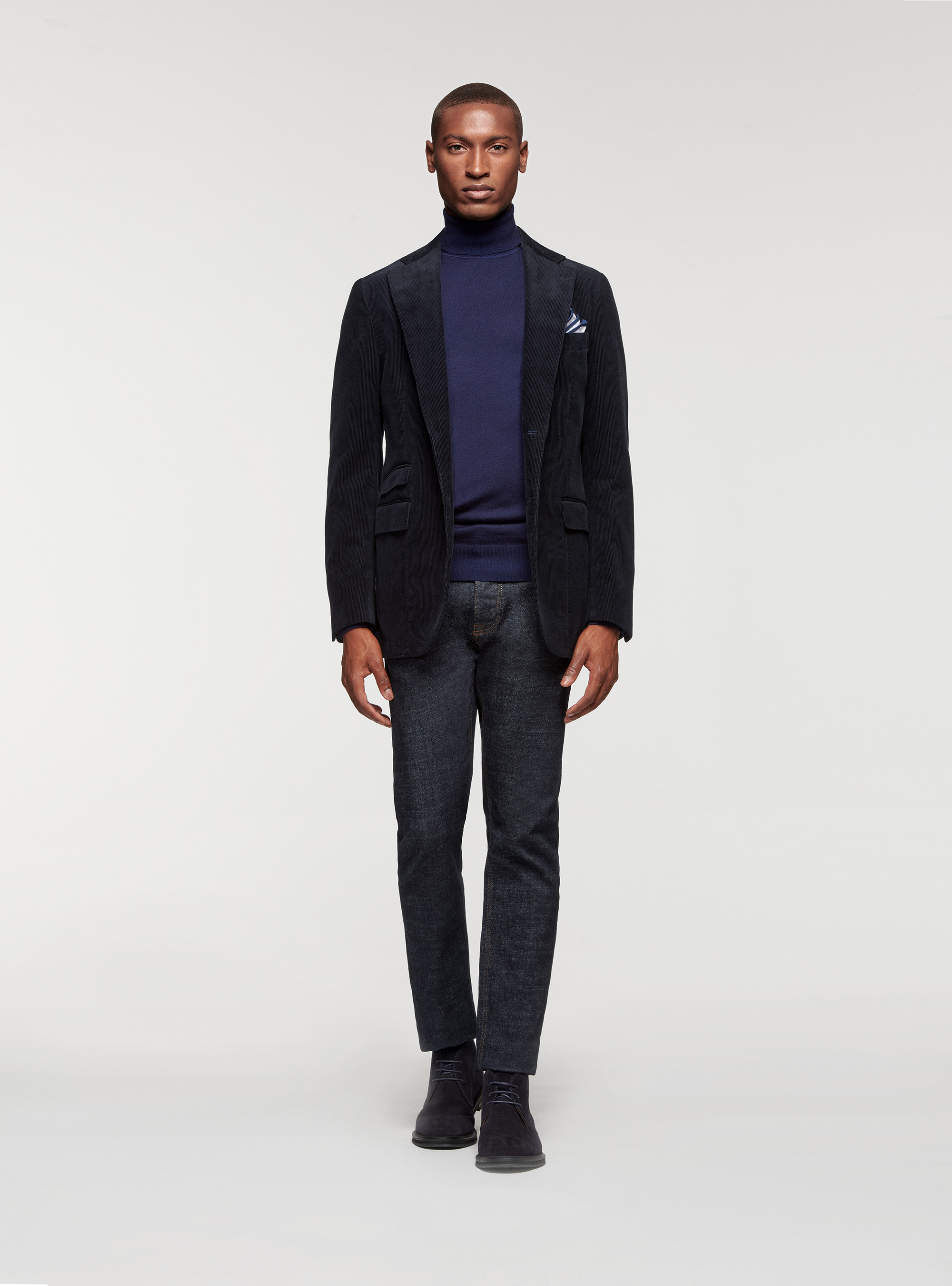 Velvet blazer, NAVY BLUE