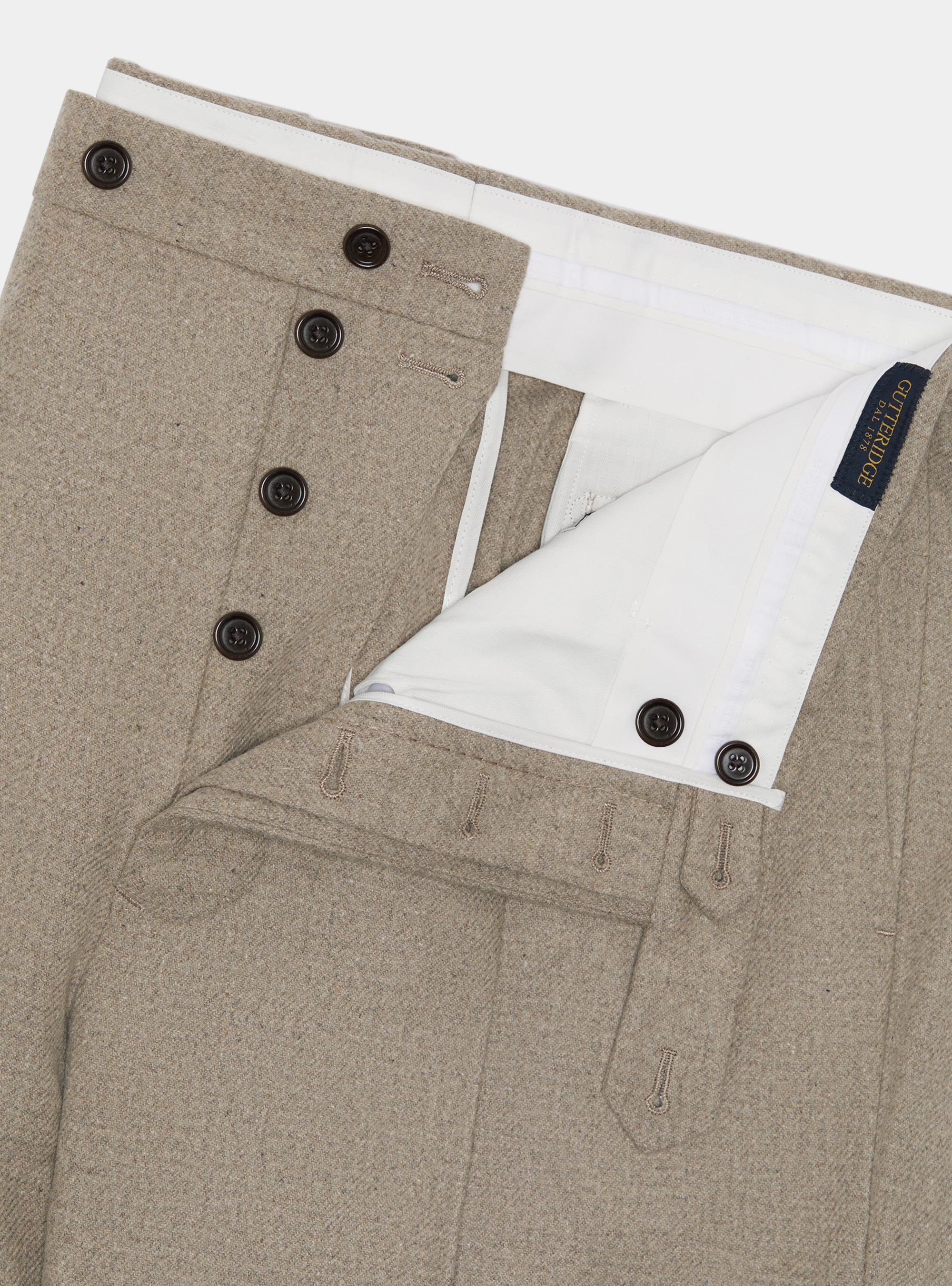 Pantaloni con pince in flanella Duemilagori, SABBIA