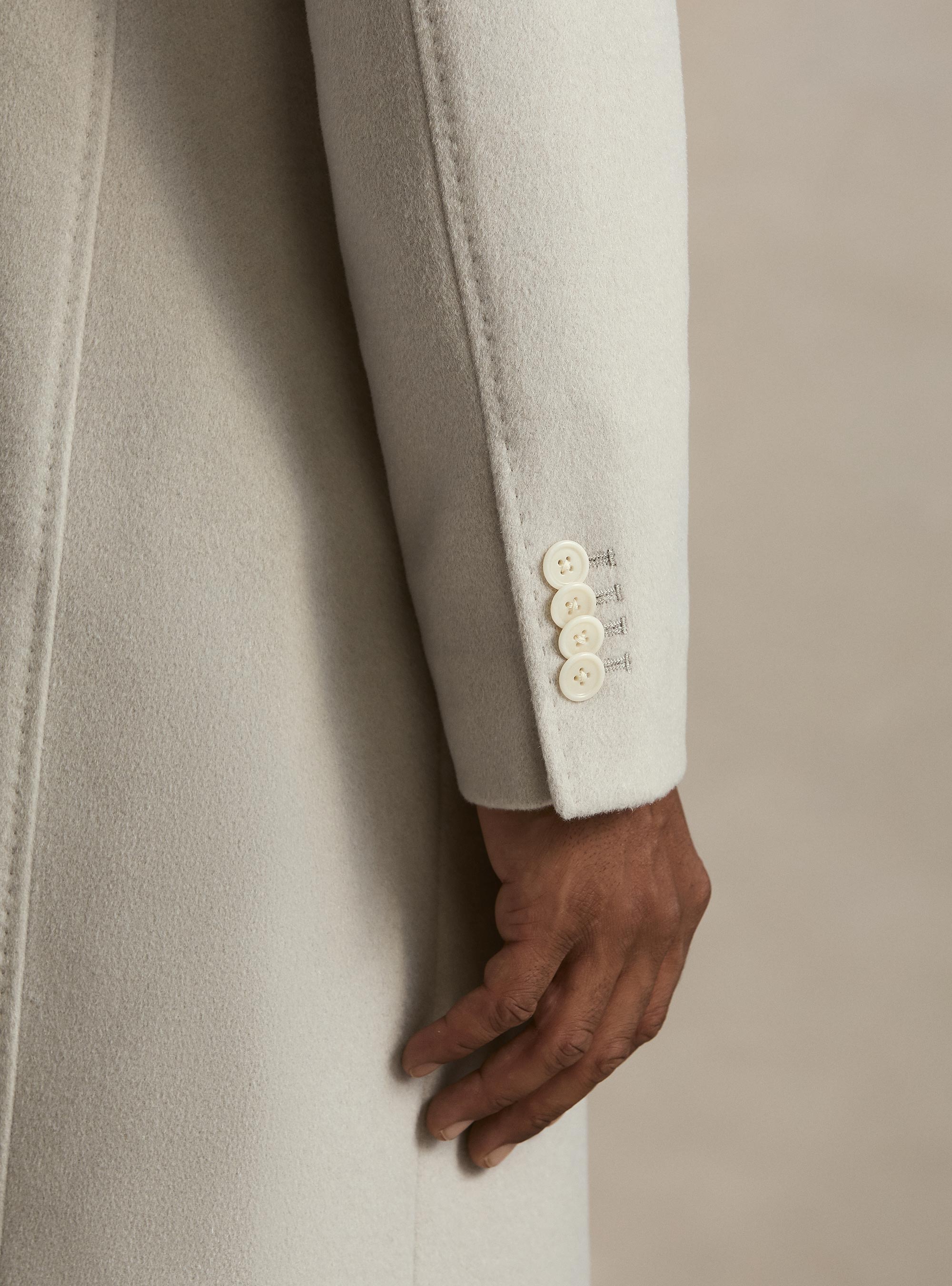 Single-breasted wool and cashmere coat, ECRU 0536C