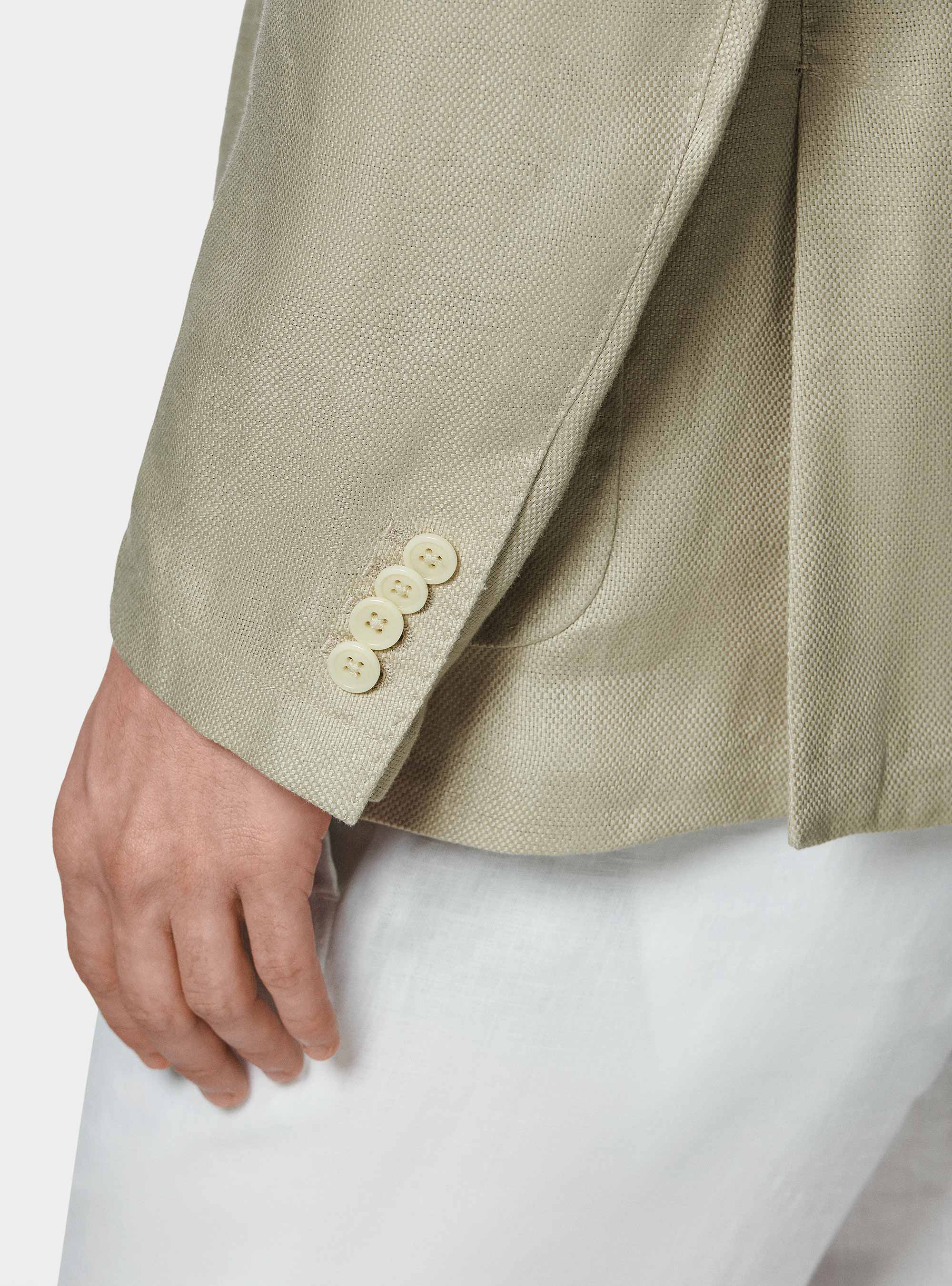 Giacca hopsack in puro lino, SABBIA