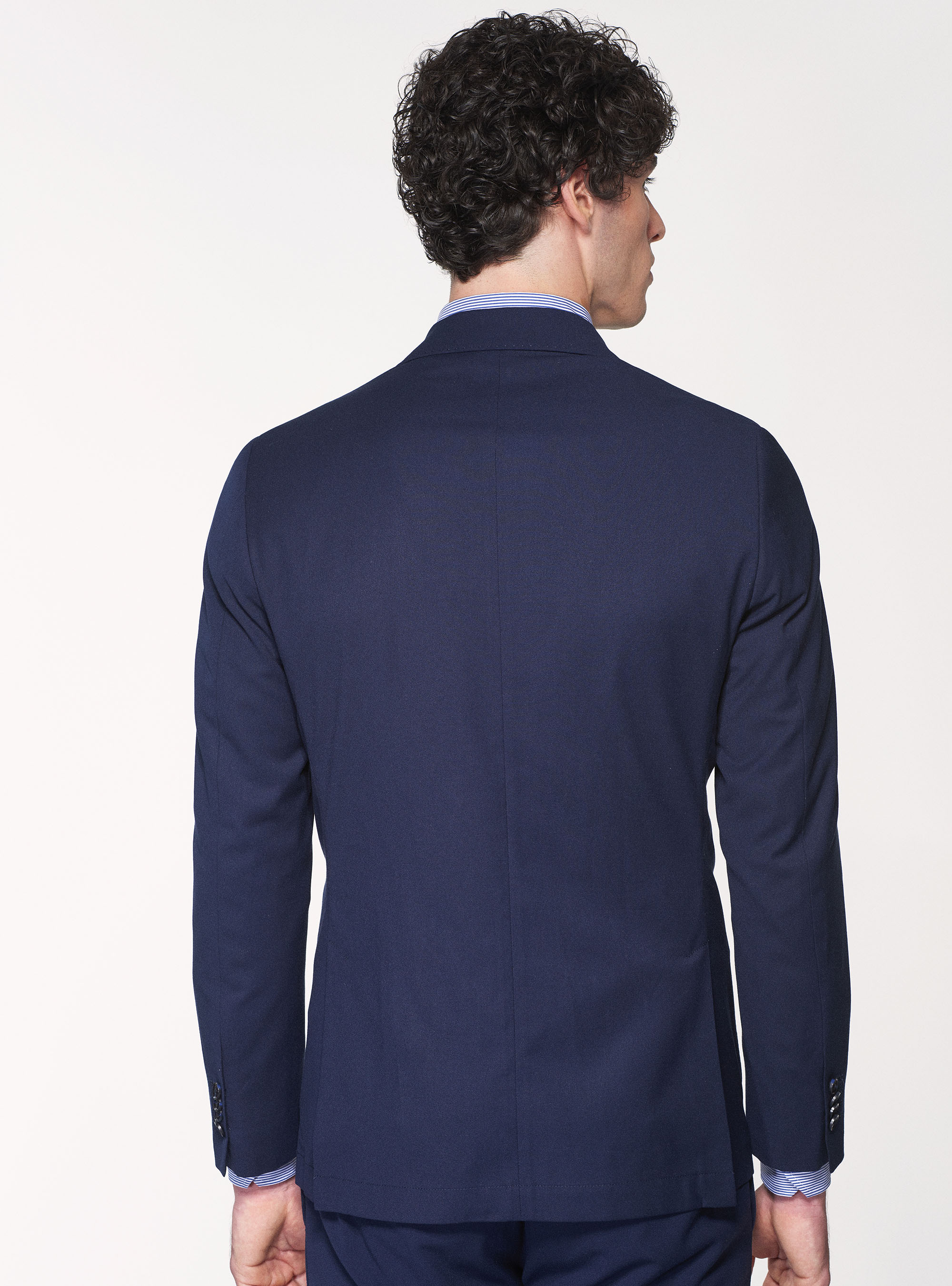 Giacca per abito slim fit con tasche a toppa, BLU NAVY