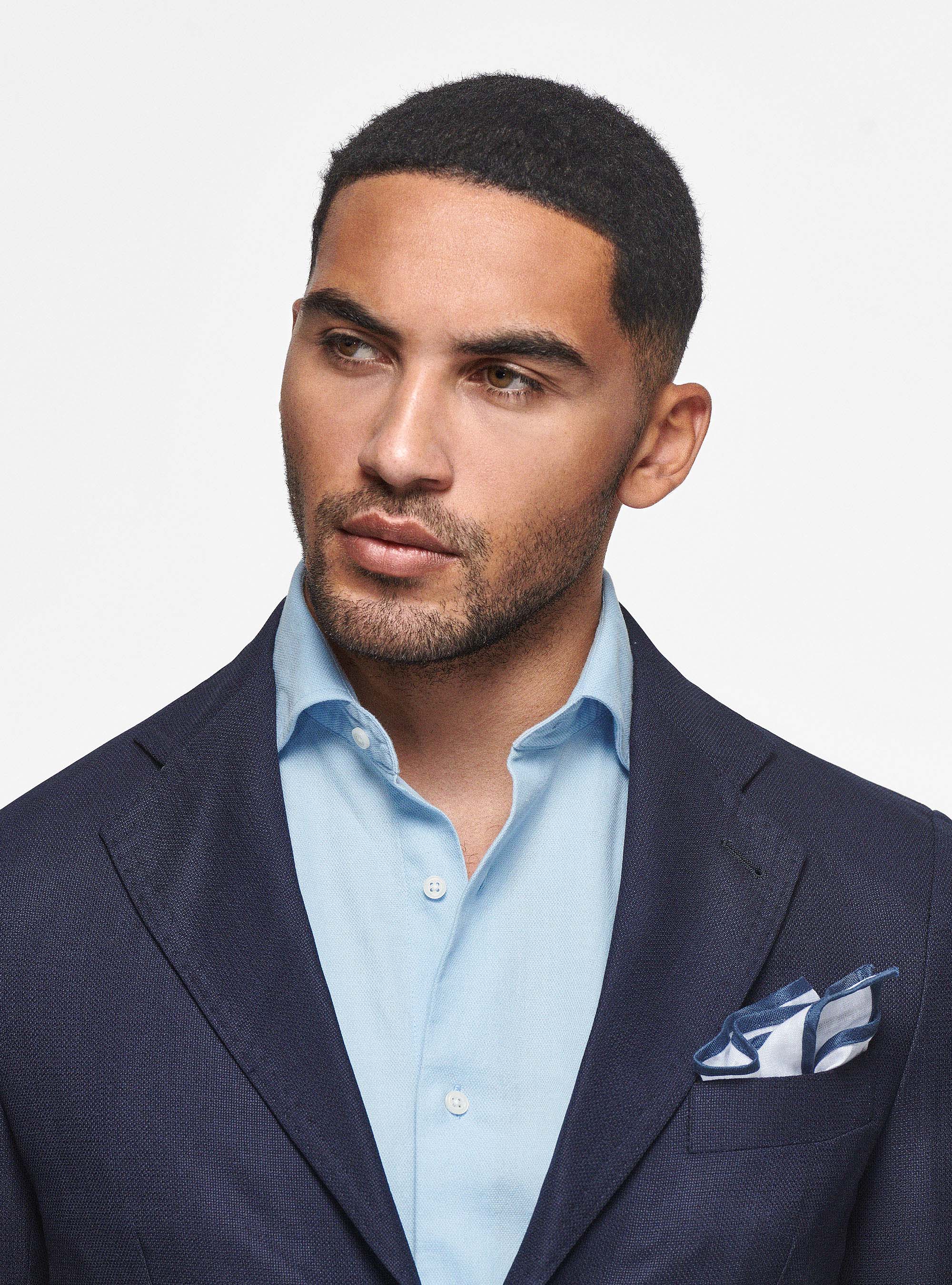 Micro-textured wool blazer, NAVY BLUE