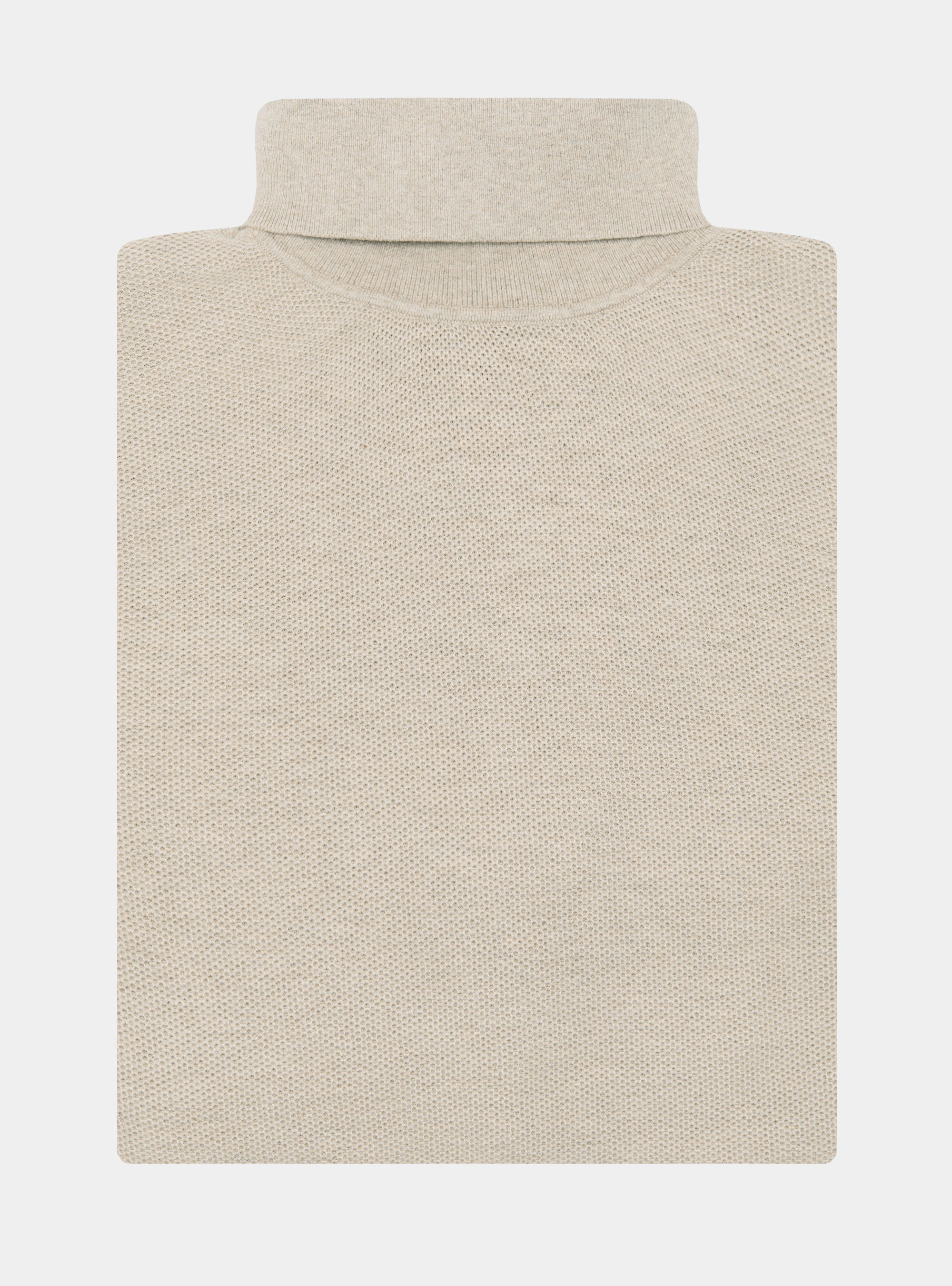 Cuello alto nido de abeja de cachemira de algodón, CRUDO