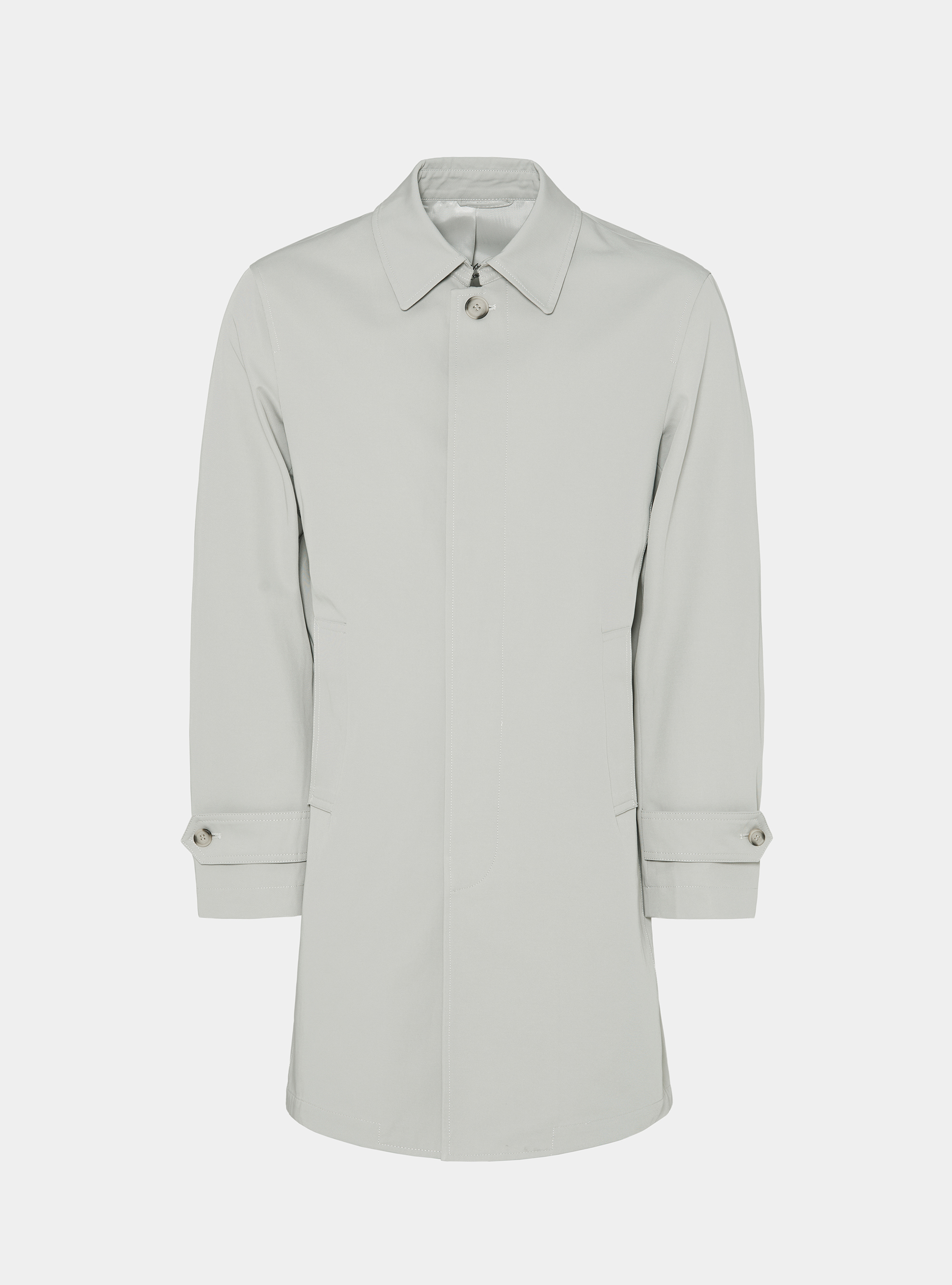 Impermeable de botonadura sencilla en mezcla de algod&oacute;n, CRUDO