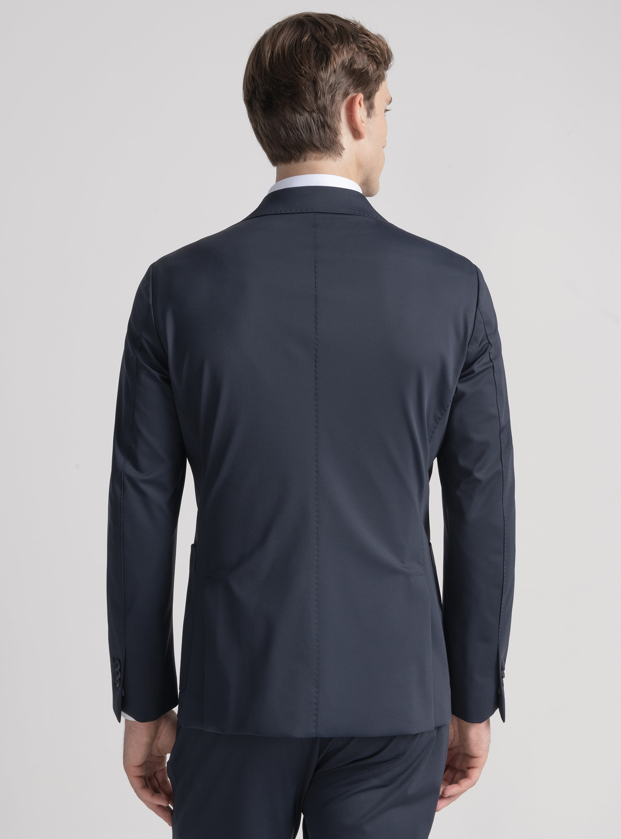 GT01 double-breasted blazer in stretch nylon, NAVY BLUE