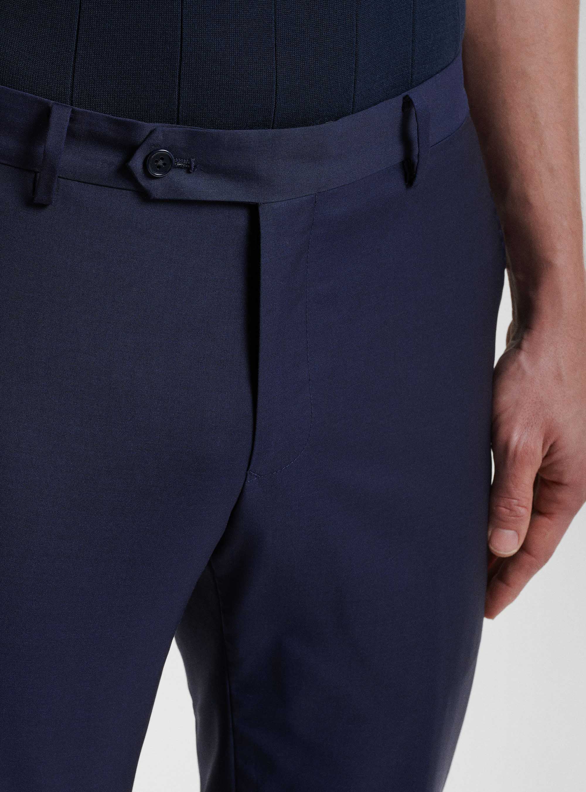 Pantaloni per abito in pura lana superfine 130's Reda, BLU NAVY