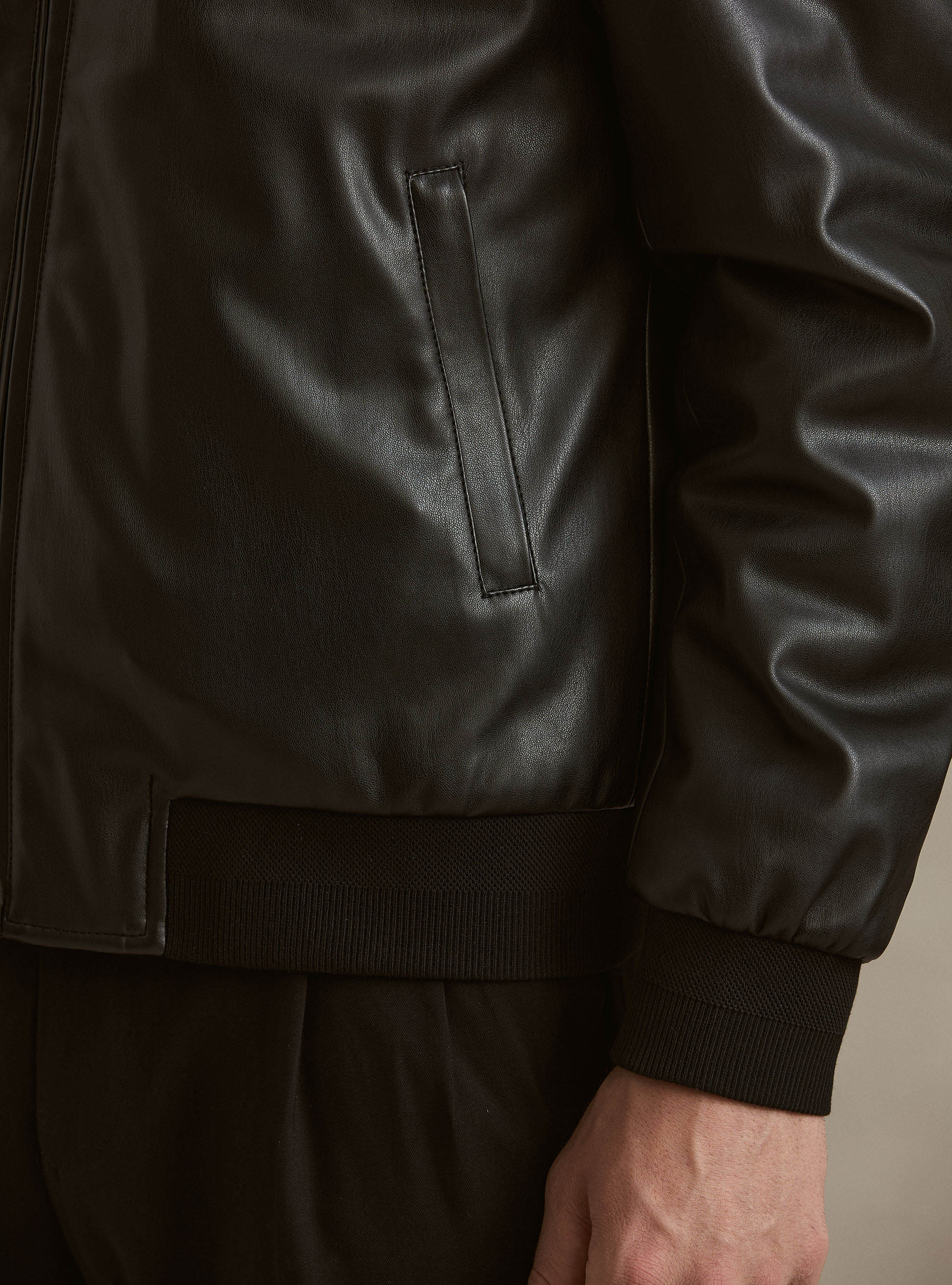 Faux leather jacket, BLACK