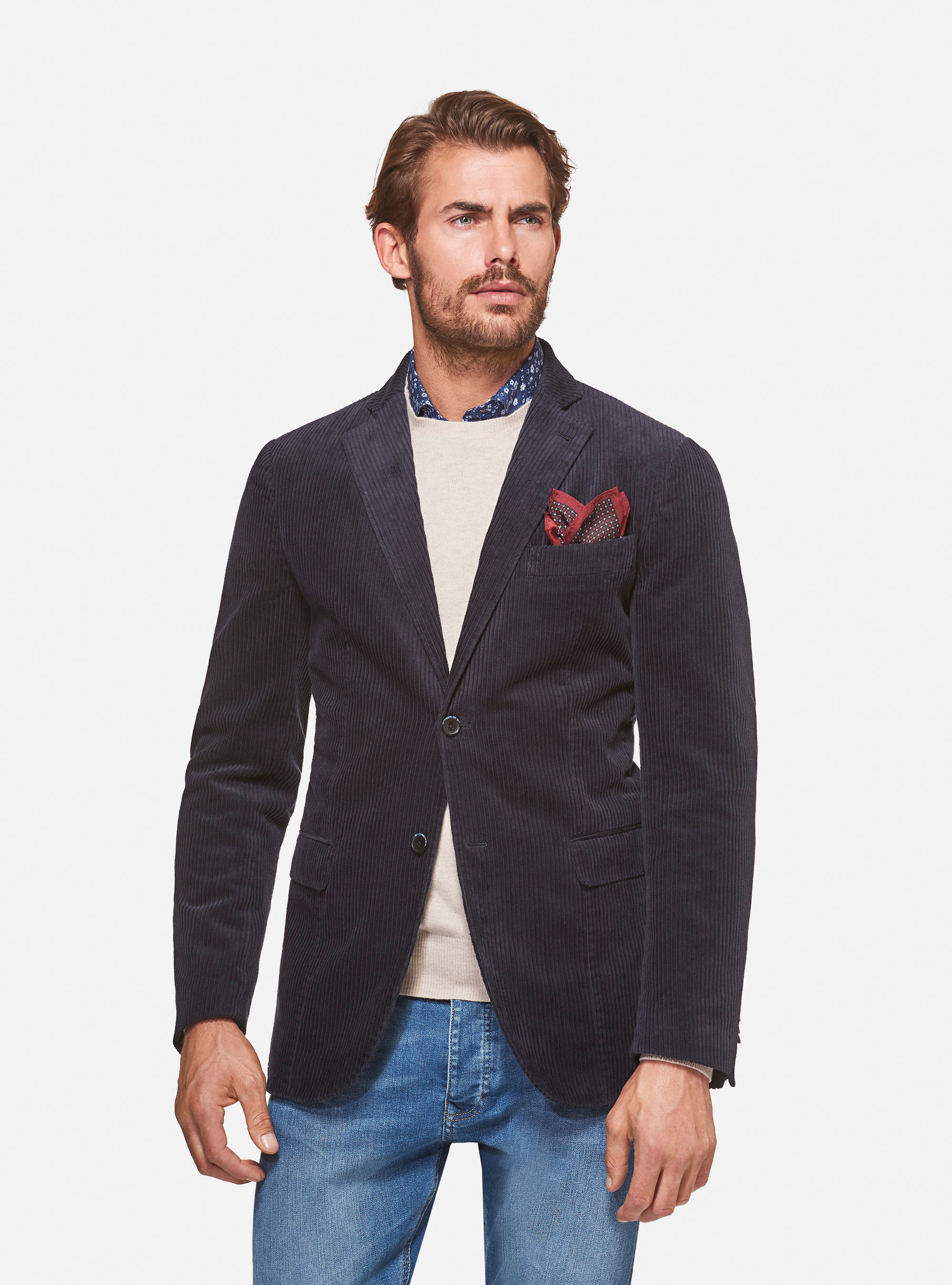 Giacca monopetto in velluto, BLU NAVY