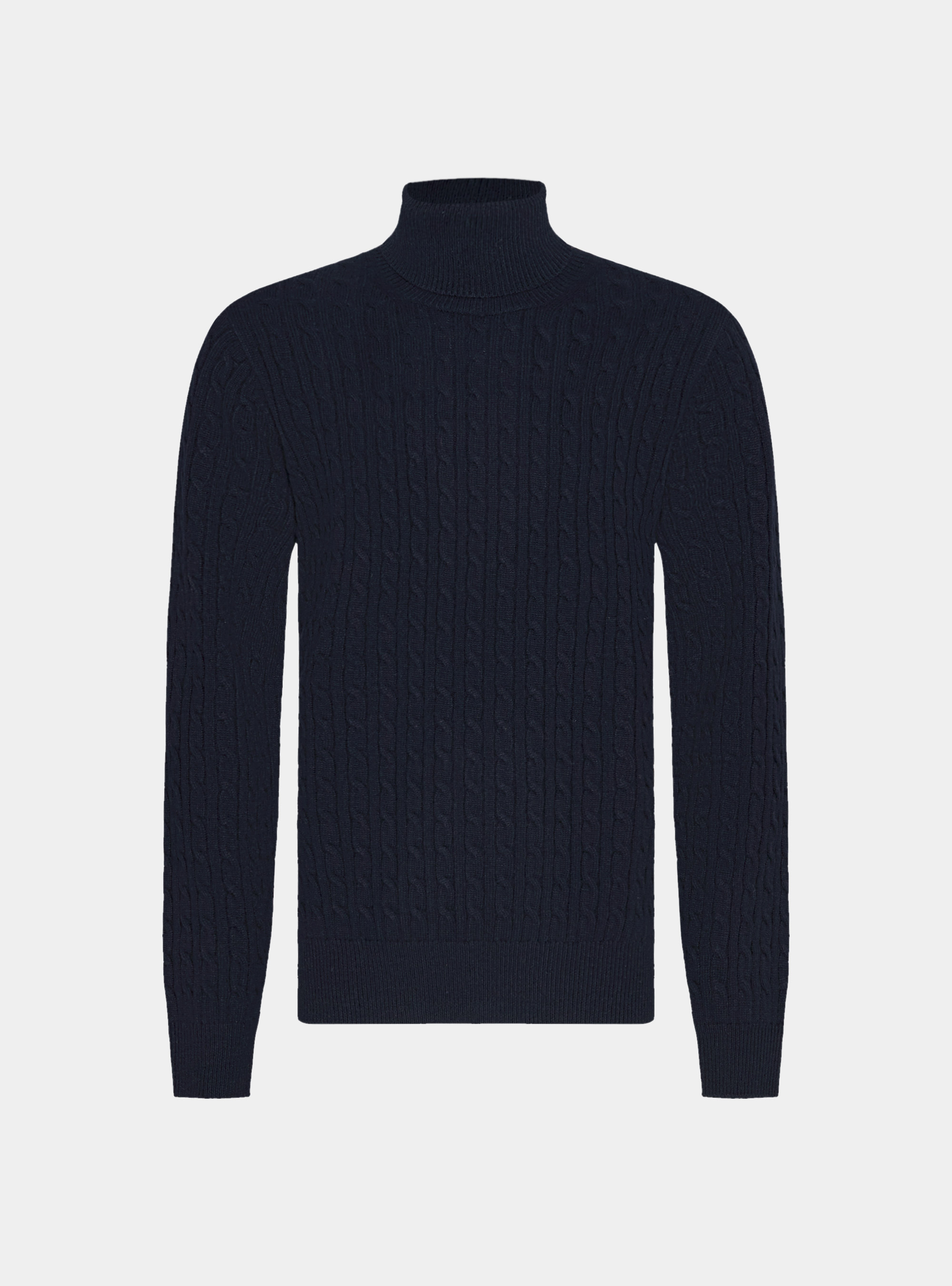 Turtleneck sweater with cashmere wool braid, NAVY BLUE