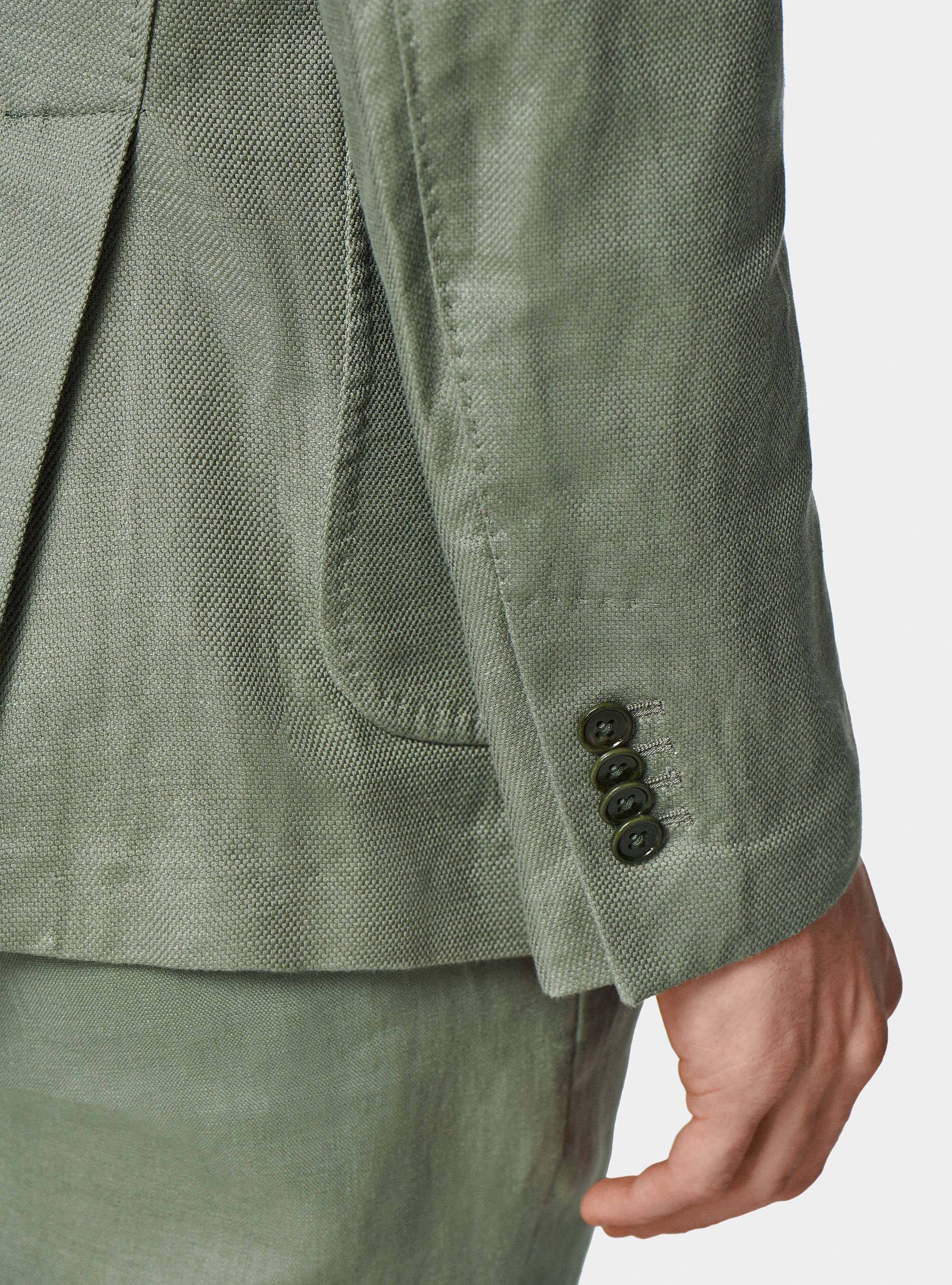 Giacca hopsack in cotone e lino, SALVIA 0602C