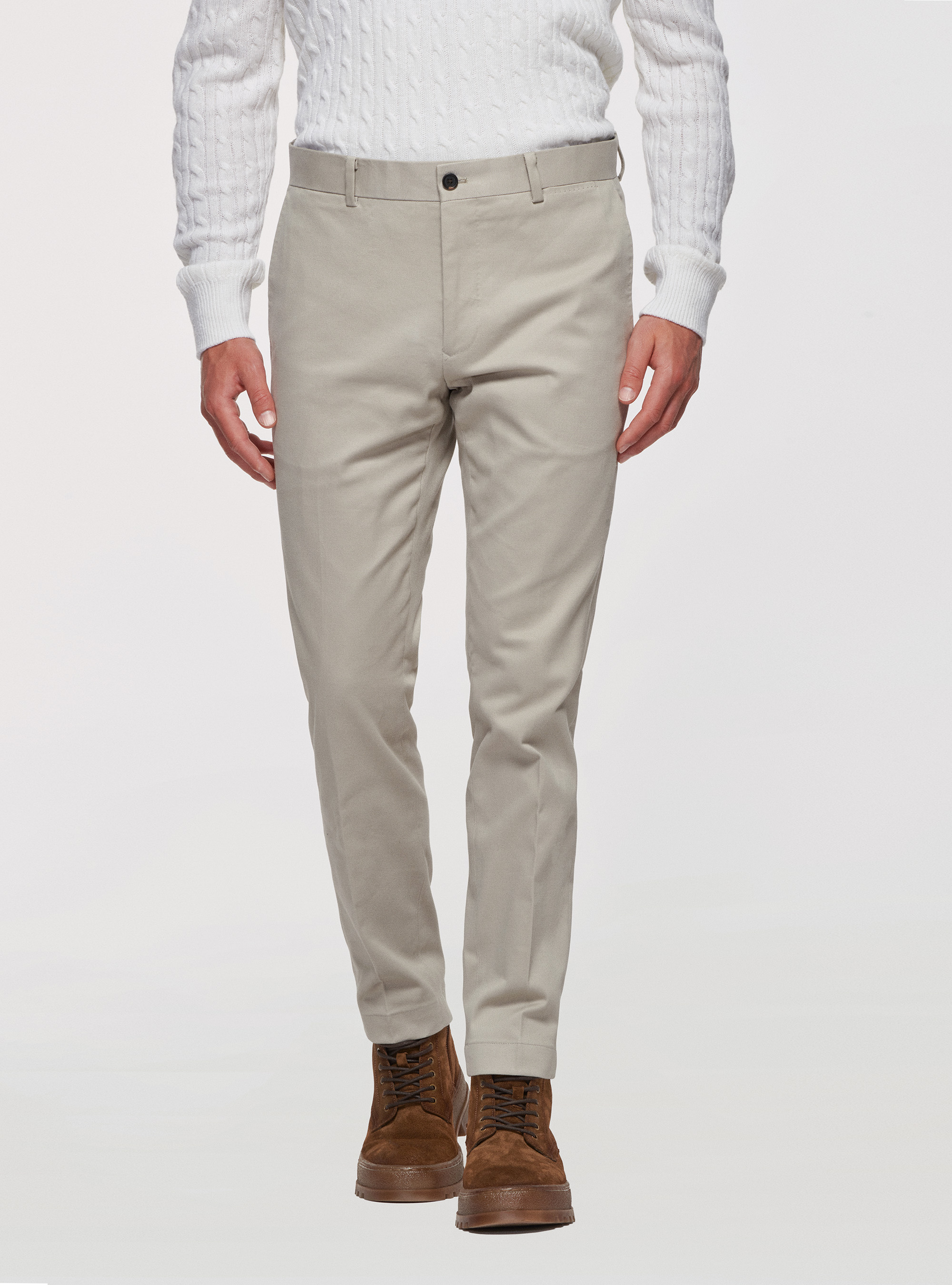 Pantaloni in cotone smerigliato, ECRU