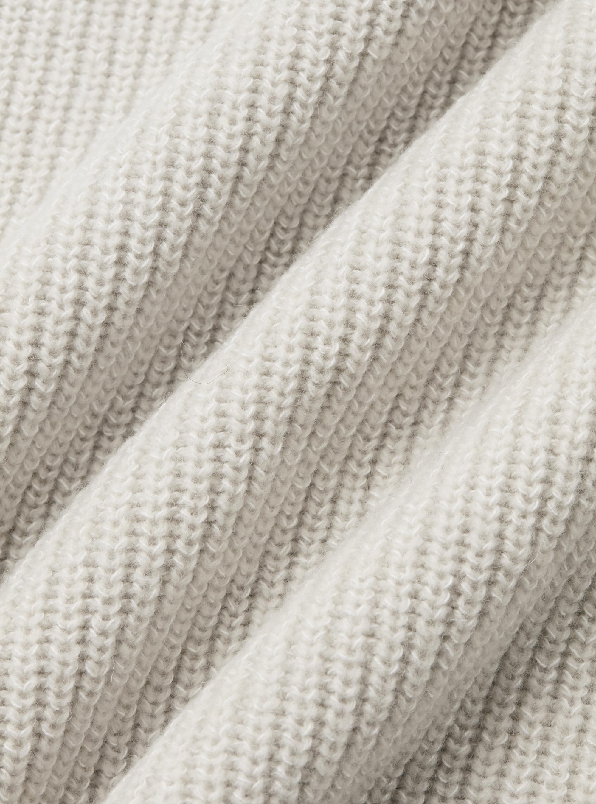 Maglia lupetto in misto lana costa perlata, ECRU