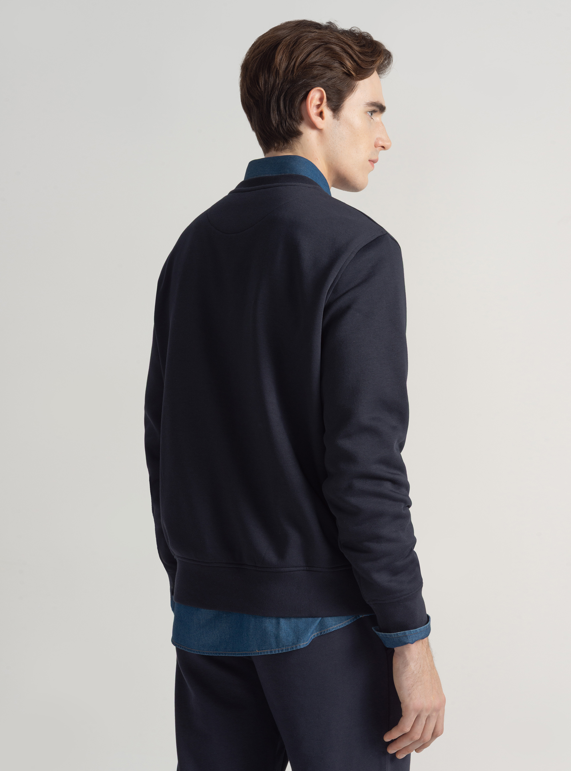 Sudadera con cuello redondo y logotipo de goma GT01, AZUL MARINO