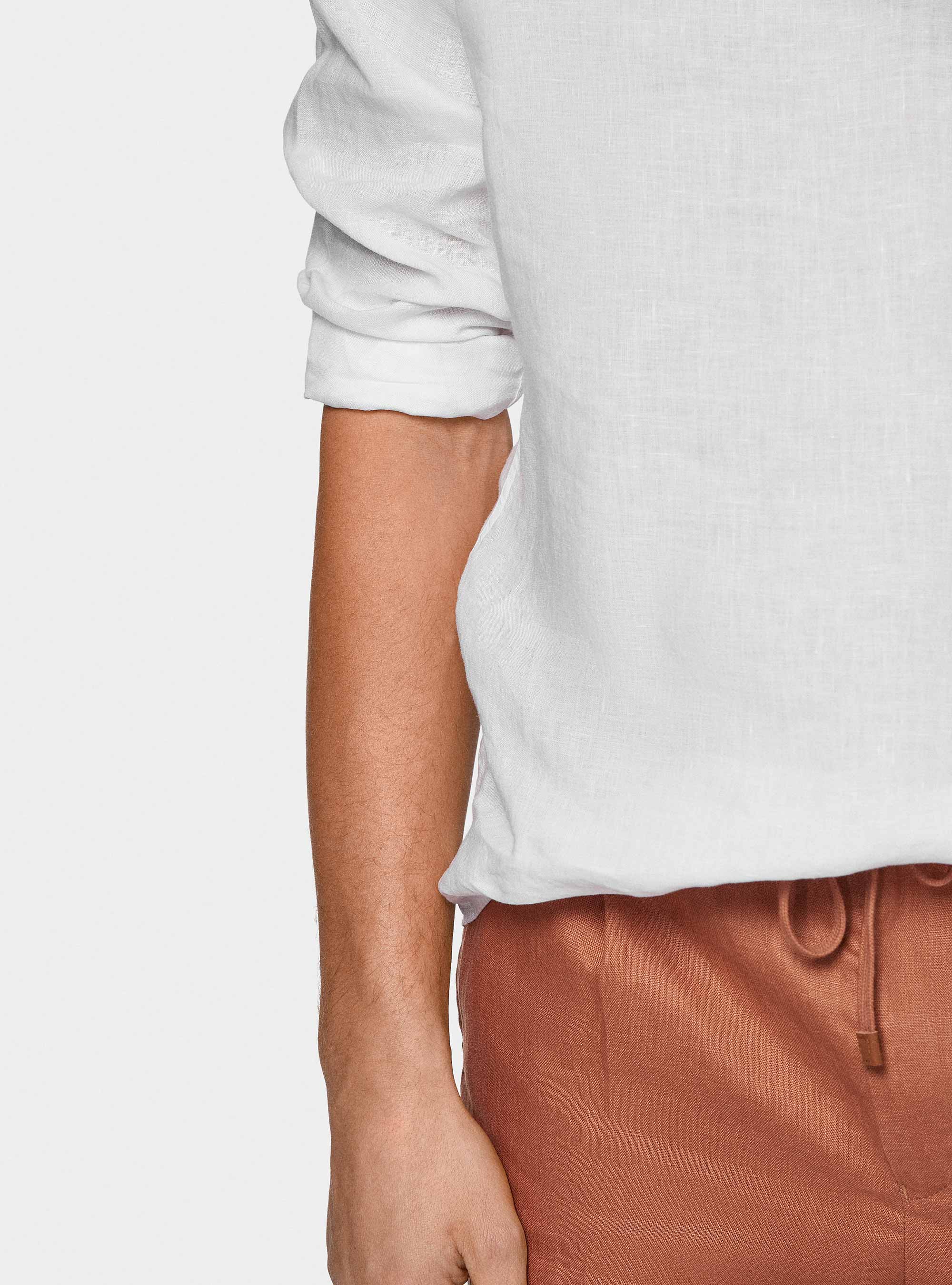 Korean shirt in pure linen, WHITE