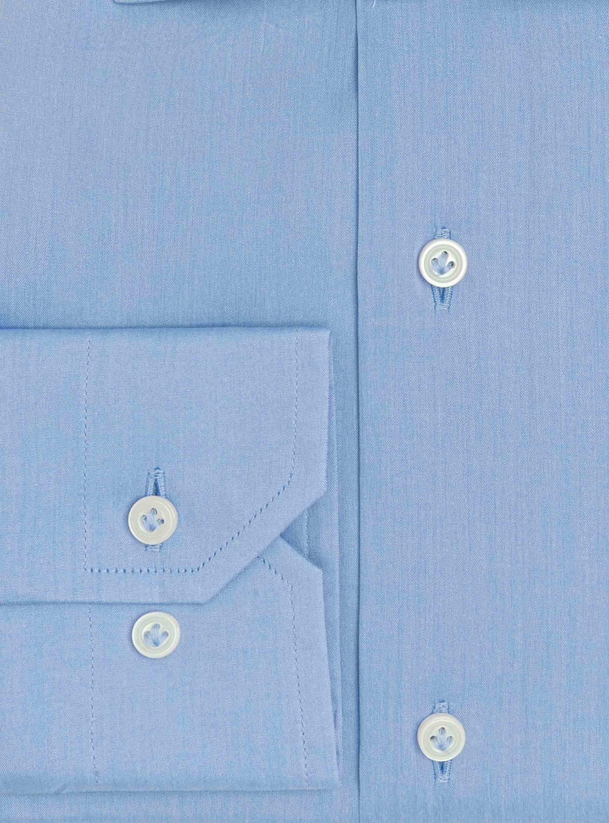 Camicia collo semi francese in popeline stretch, AZZURRO
