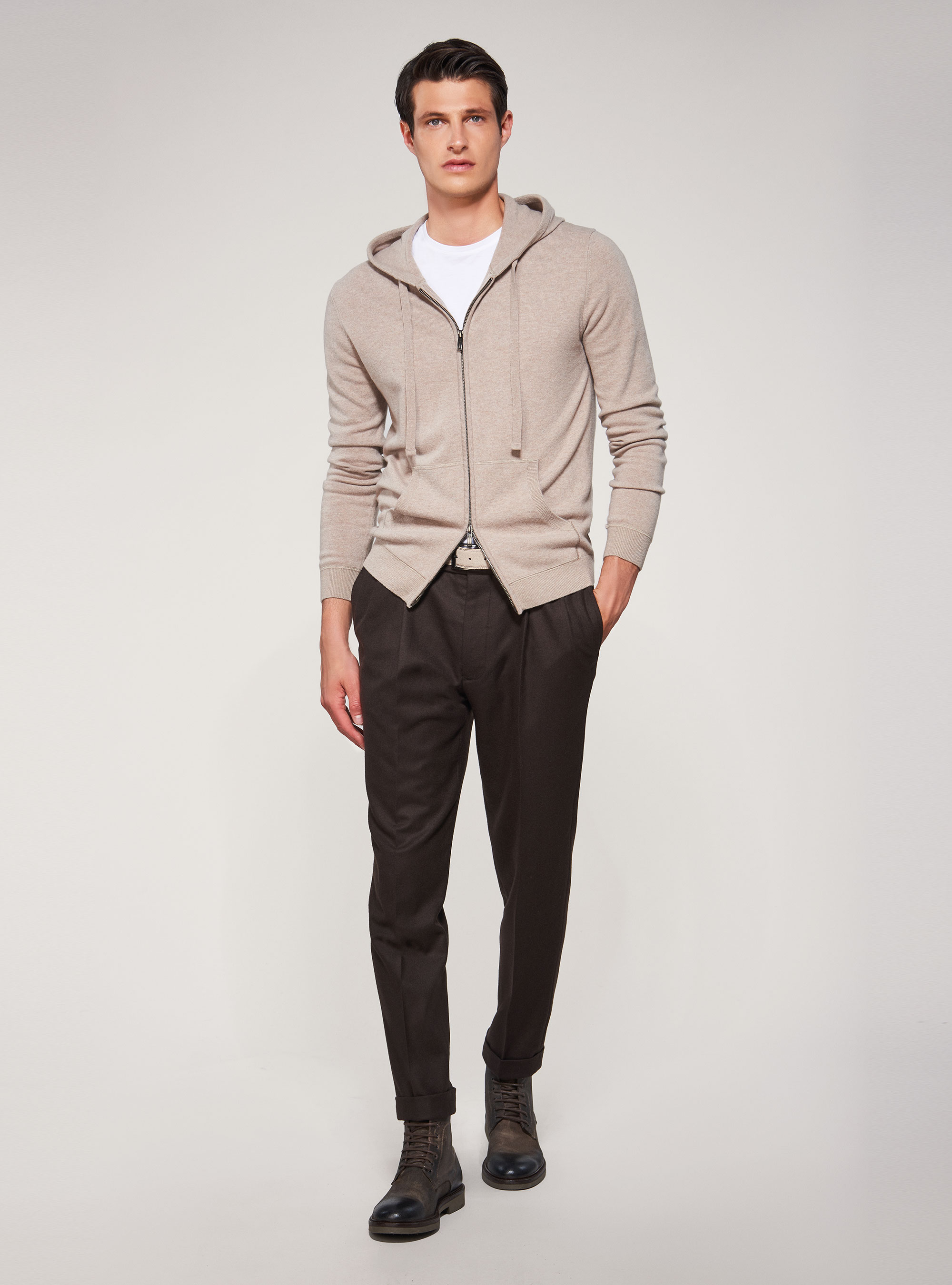 Pantaloni per abito in flanella, MARRONE