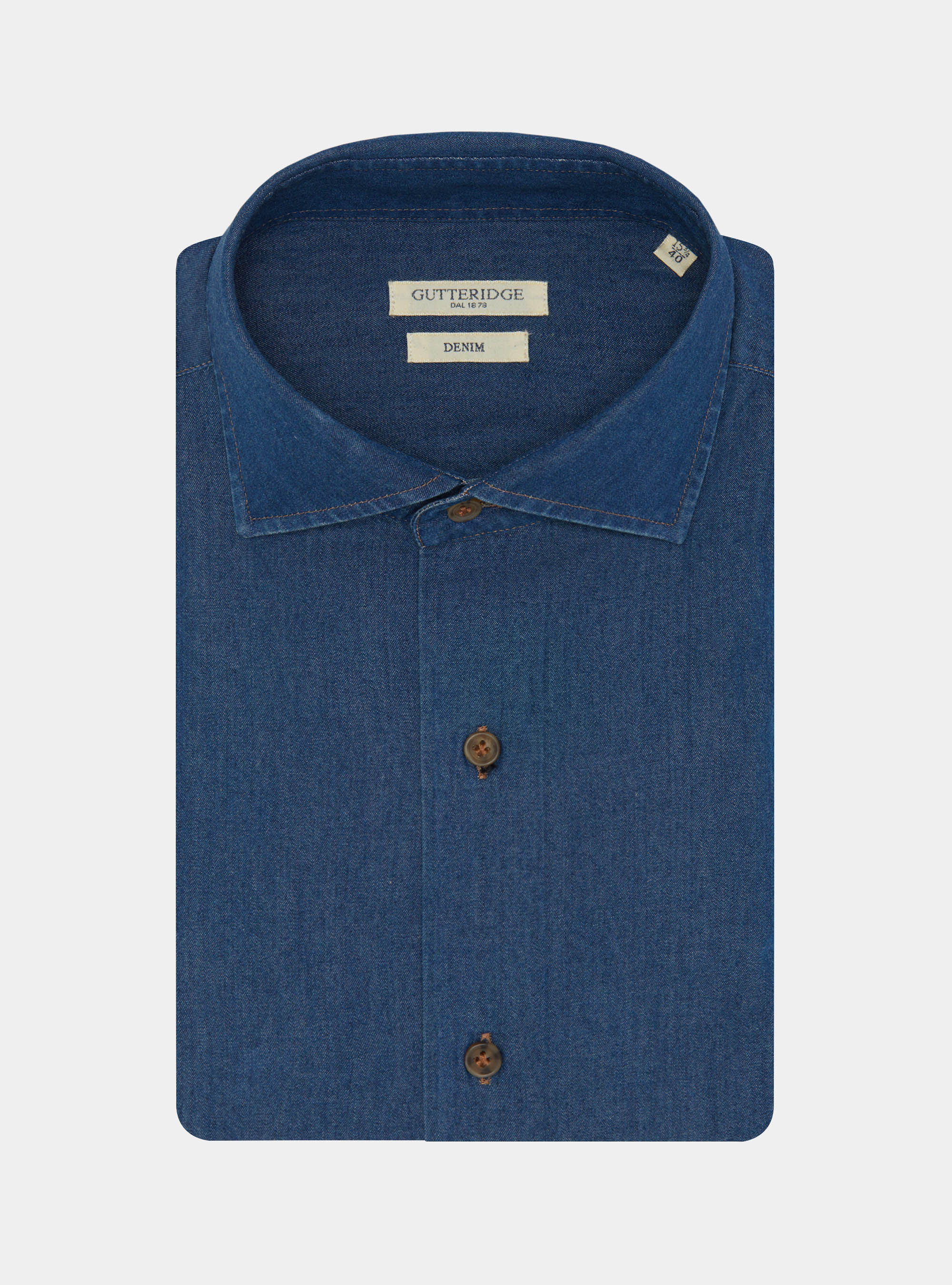 Camicia in cotone chambray, BLU NAVY