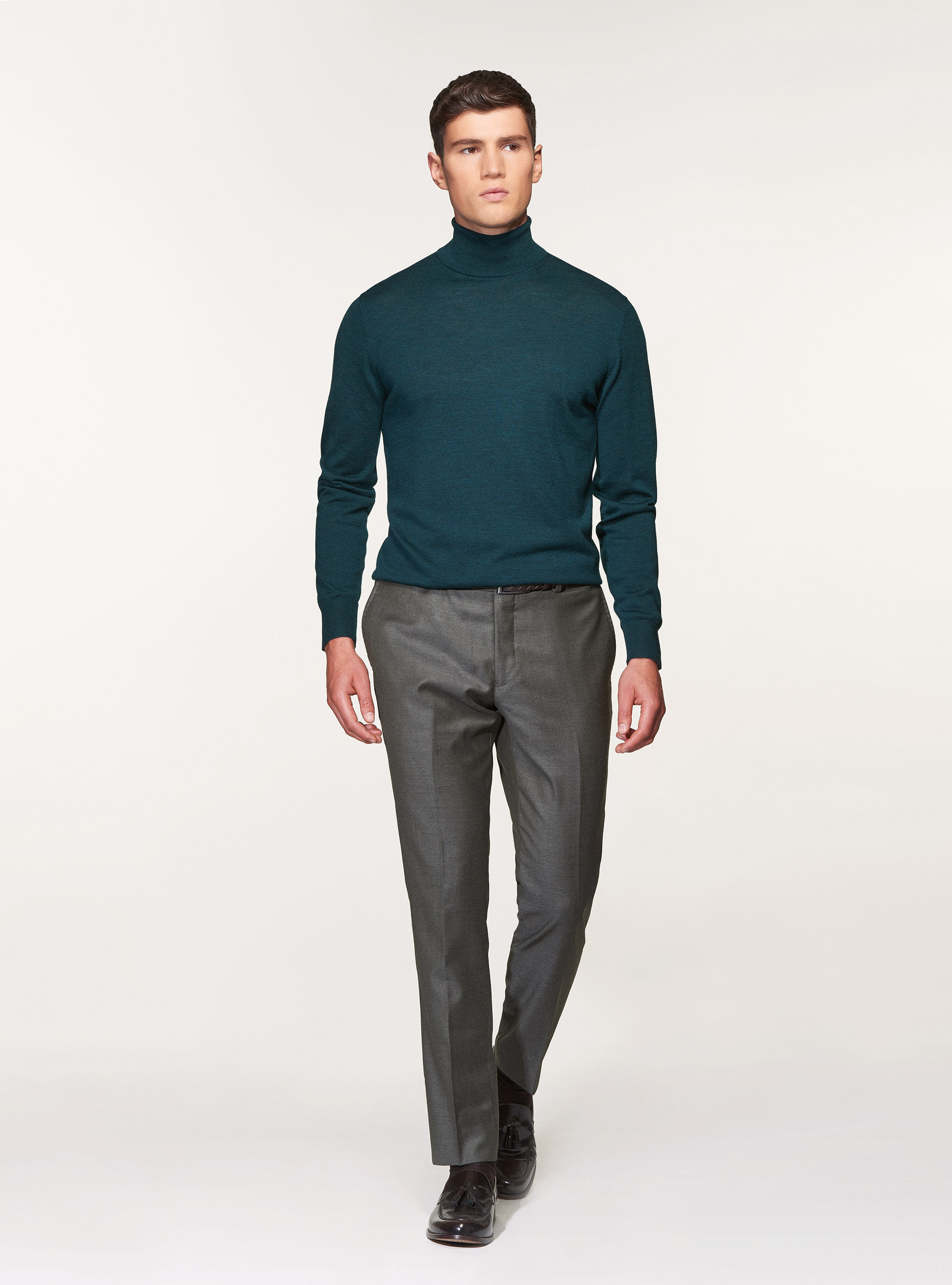 Pantaloni per abito in pura lana superfine 110's Vitale Barberis Canonico, VERDE