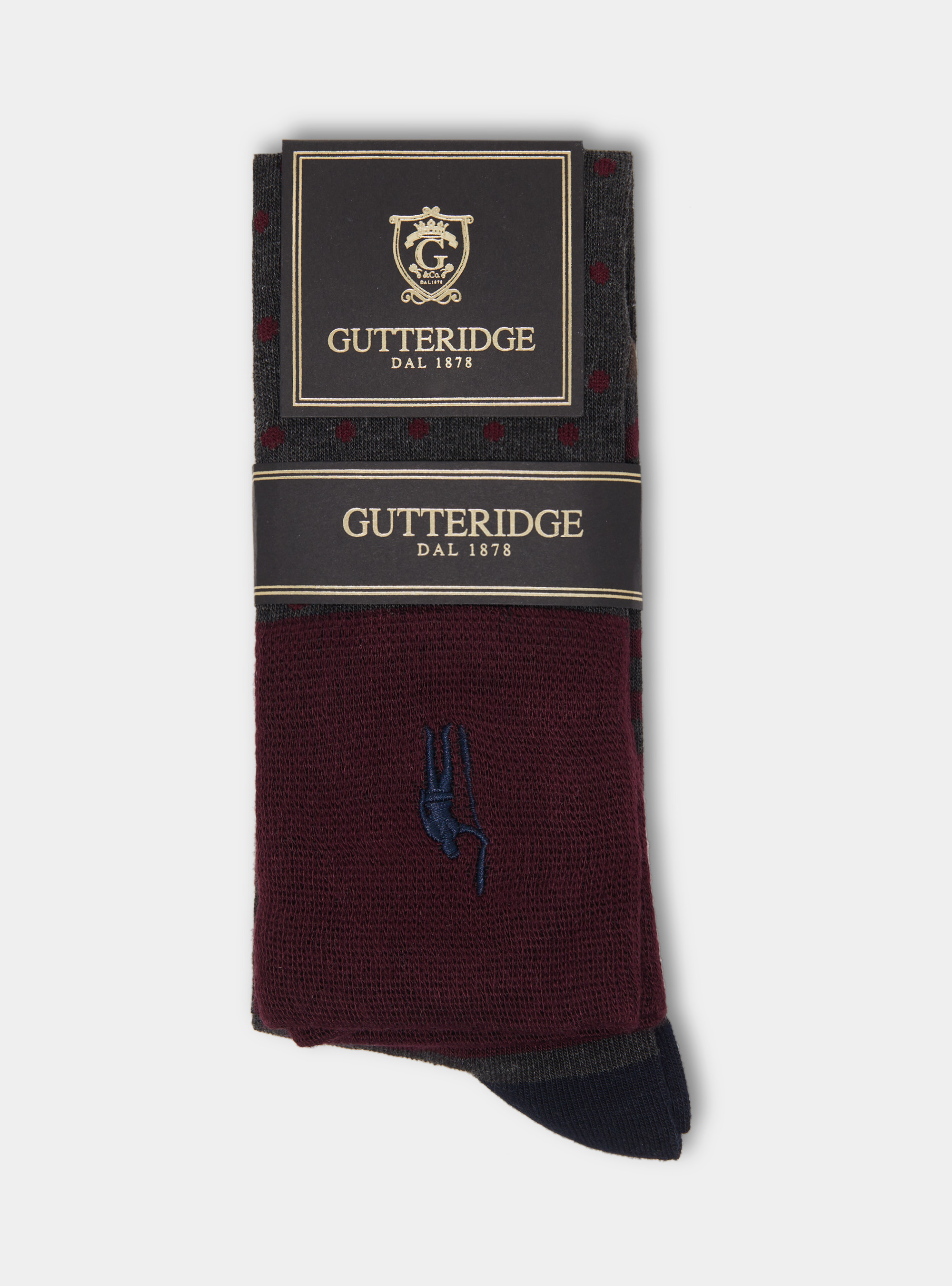 Calza lunga a pois e righe con ricamo, ASFALTO