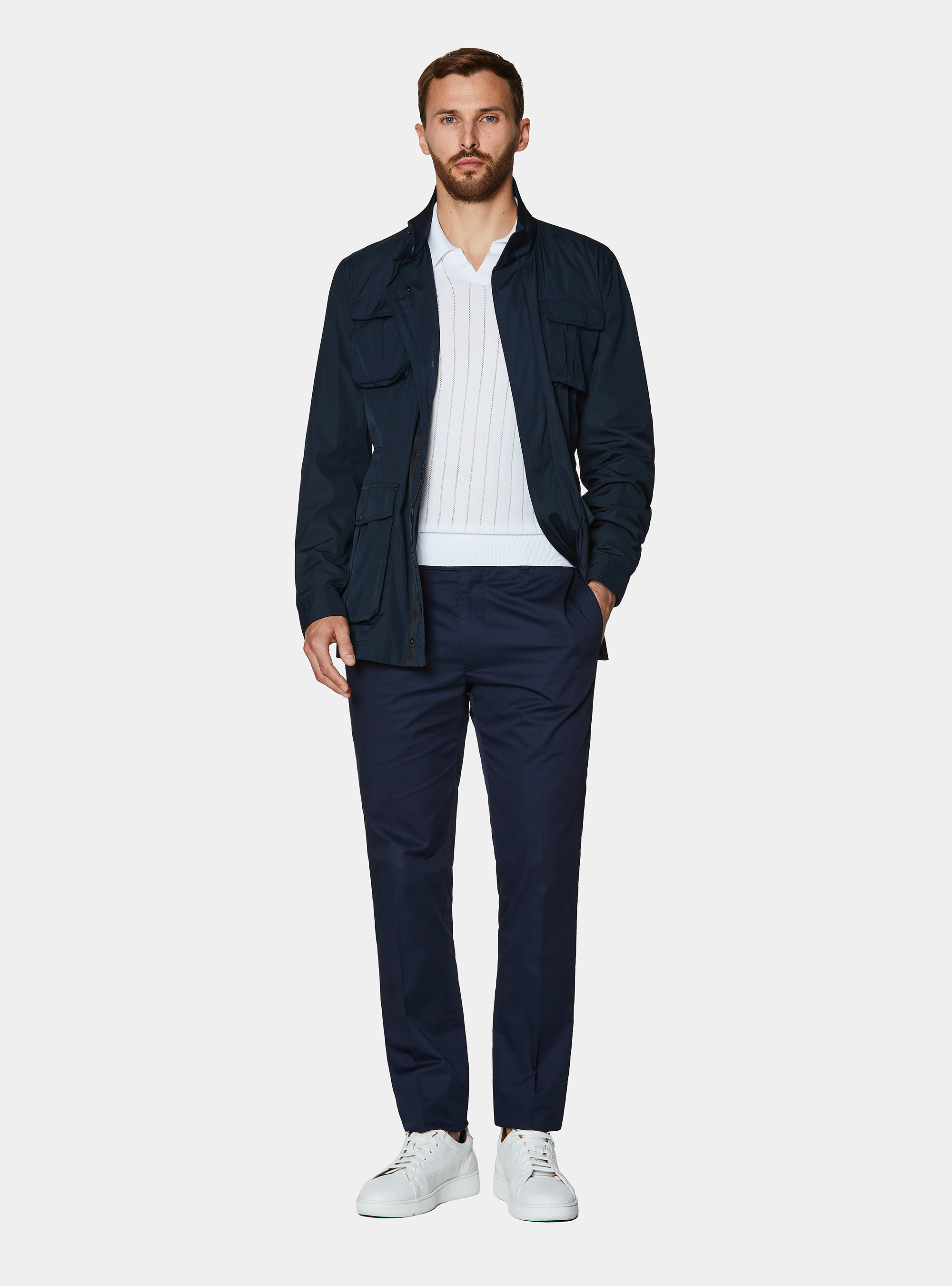 Field jacket en tejido t&eacute;cnico, AZUL MARINO