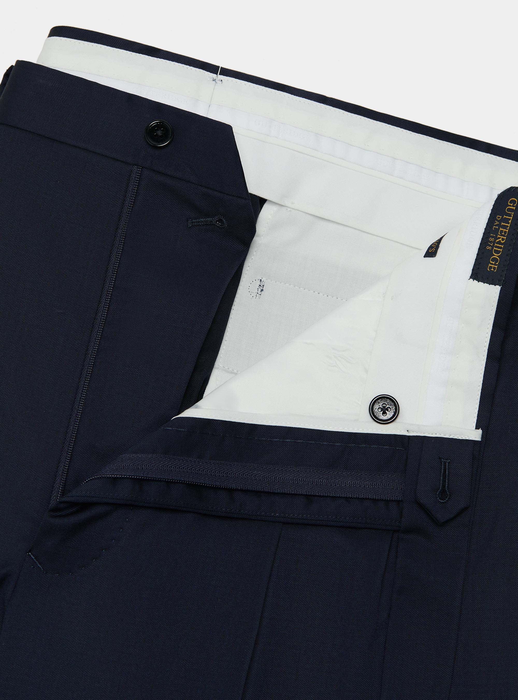 Pantalón doble pinza de pura lana Reda, AZUL MARINO