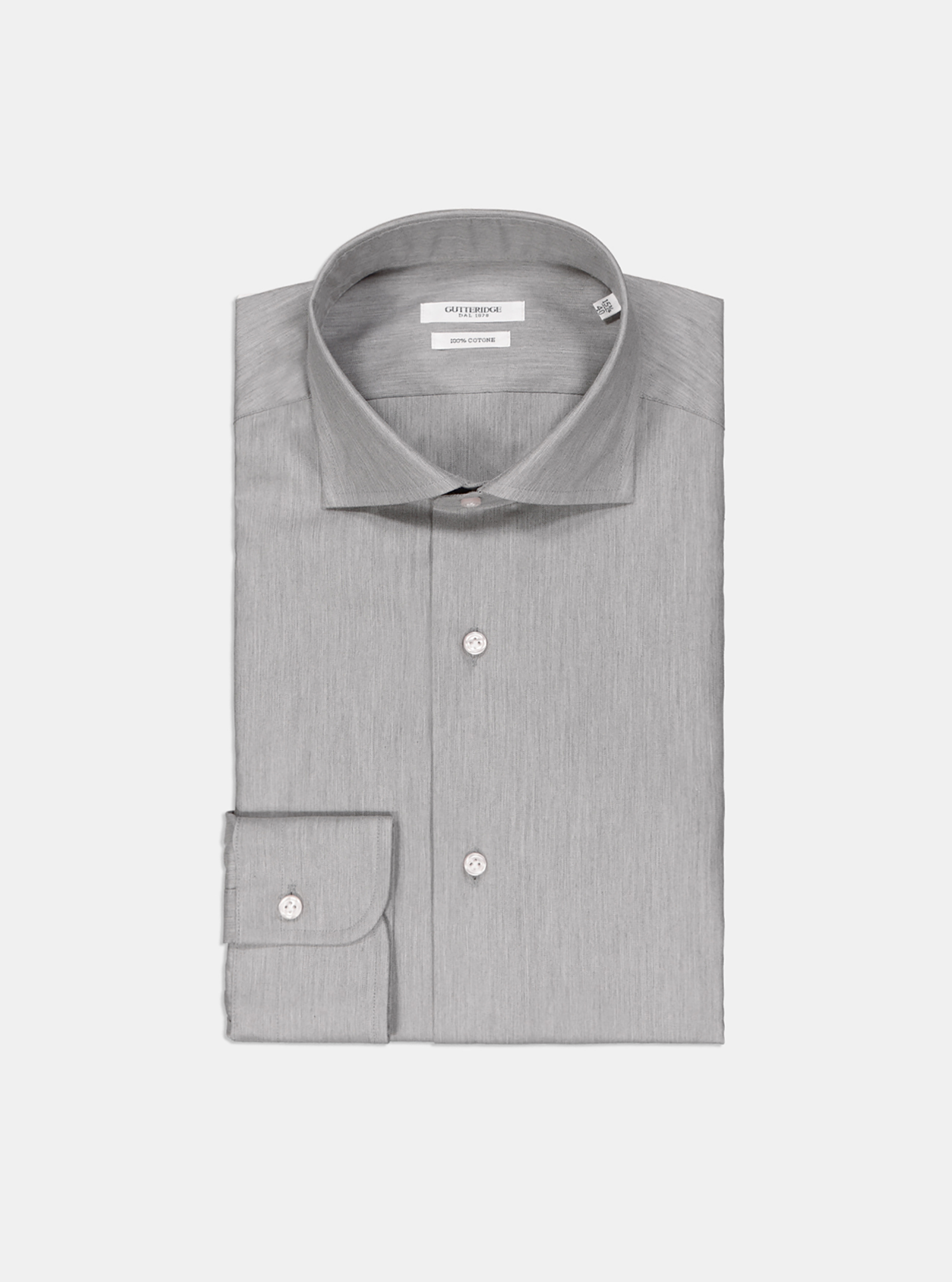 Cotton oxford French collar shirt, ASPHALTE