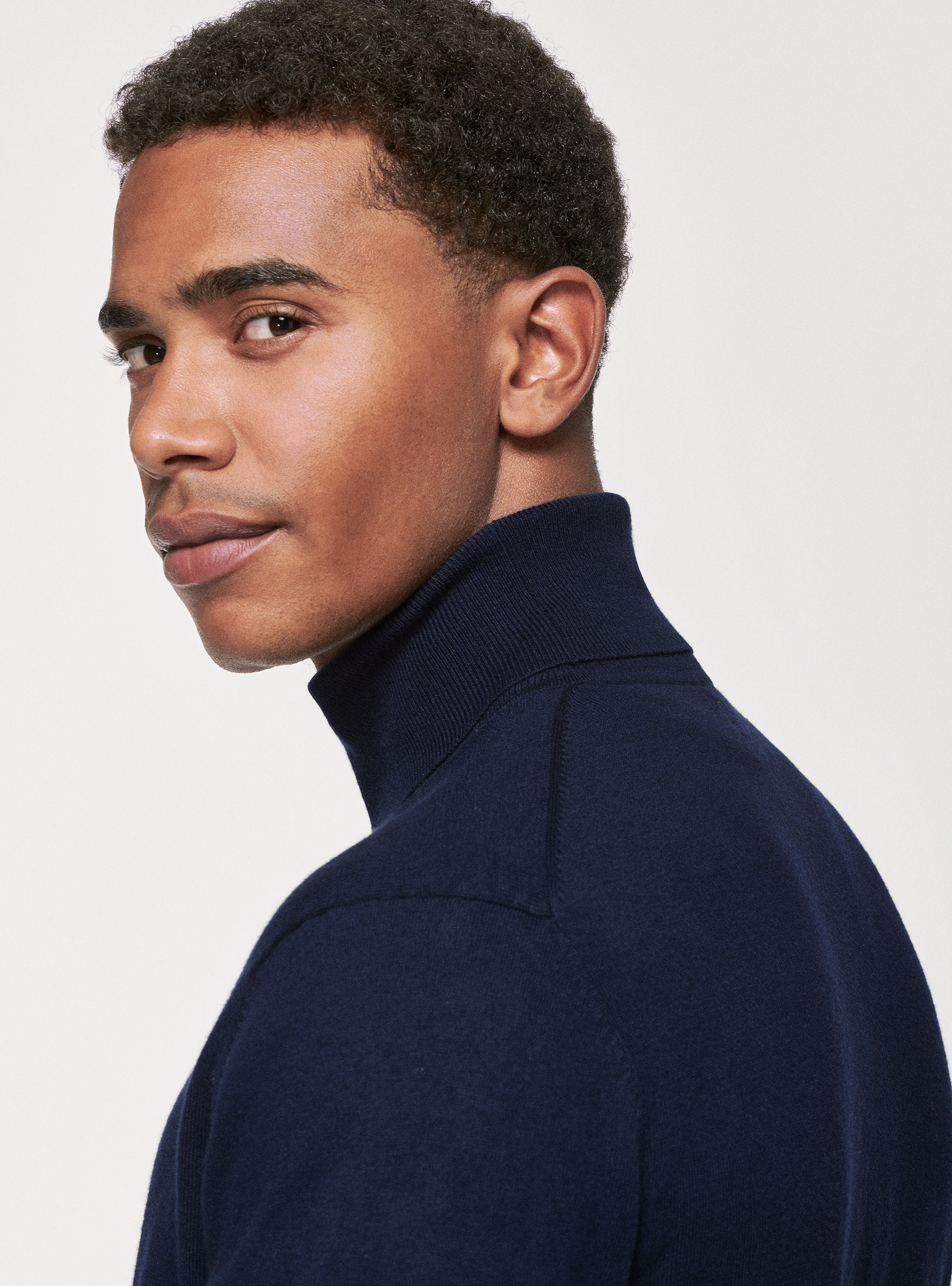 Dolcevita in cotone seta e cashmere, BLU NAVY