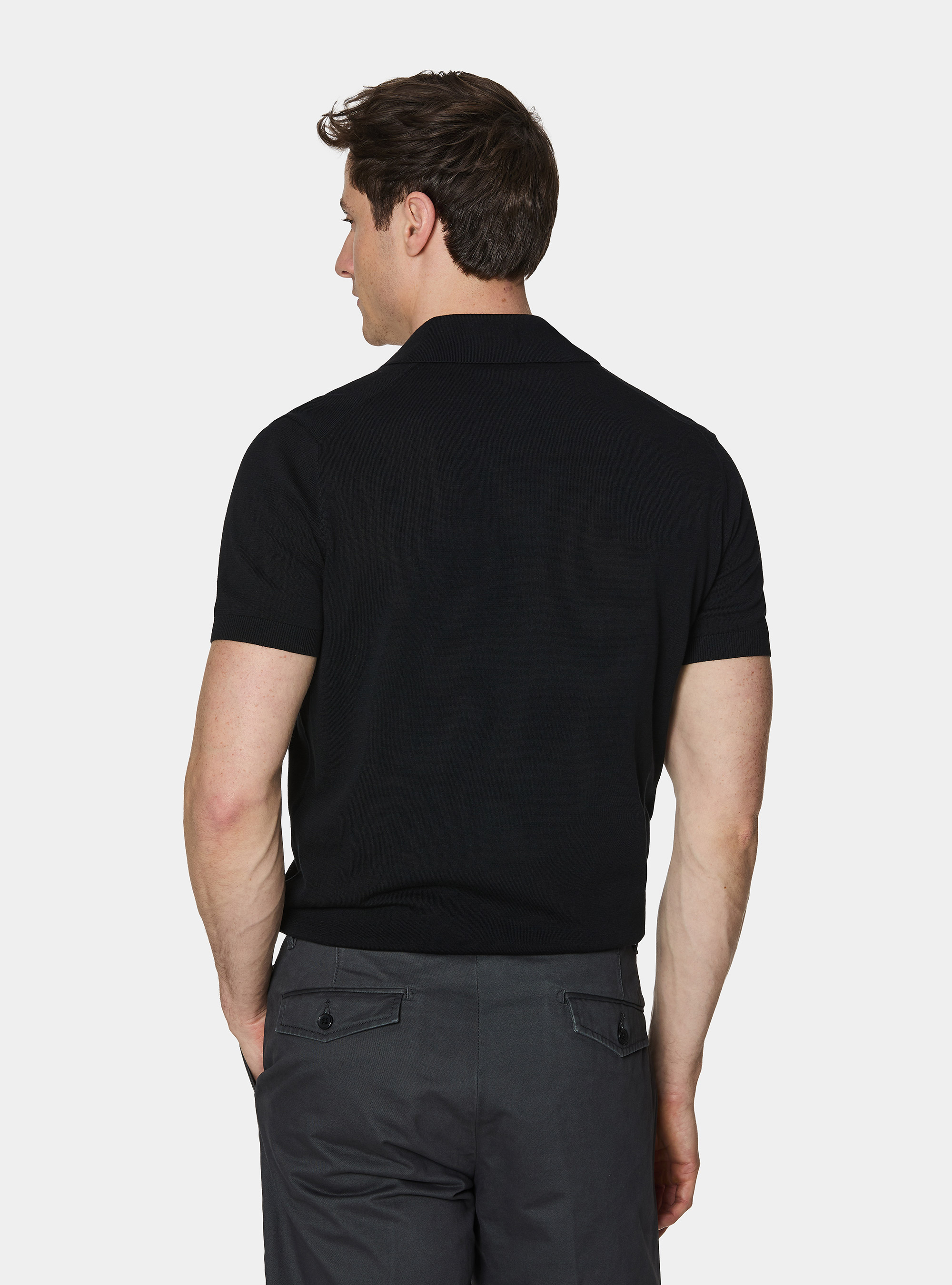 Polo in maglia in cotone m/c, NEGRO