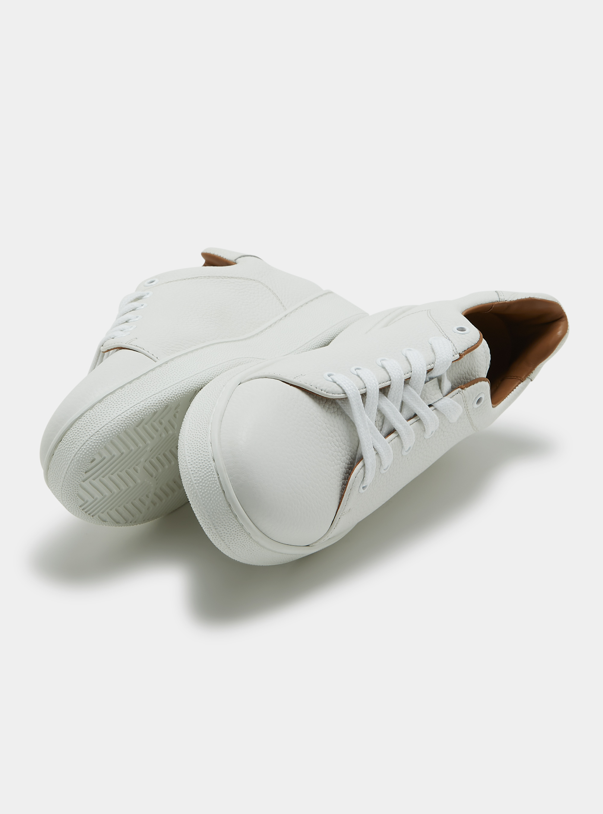 Sneakers in pelle martellata, BIANCO