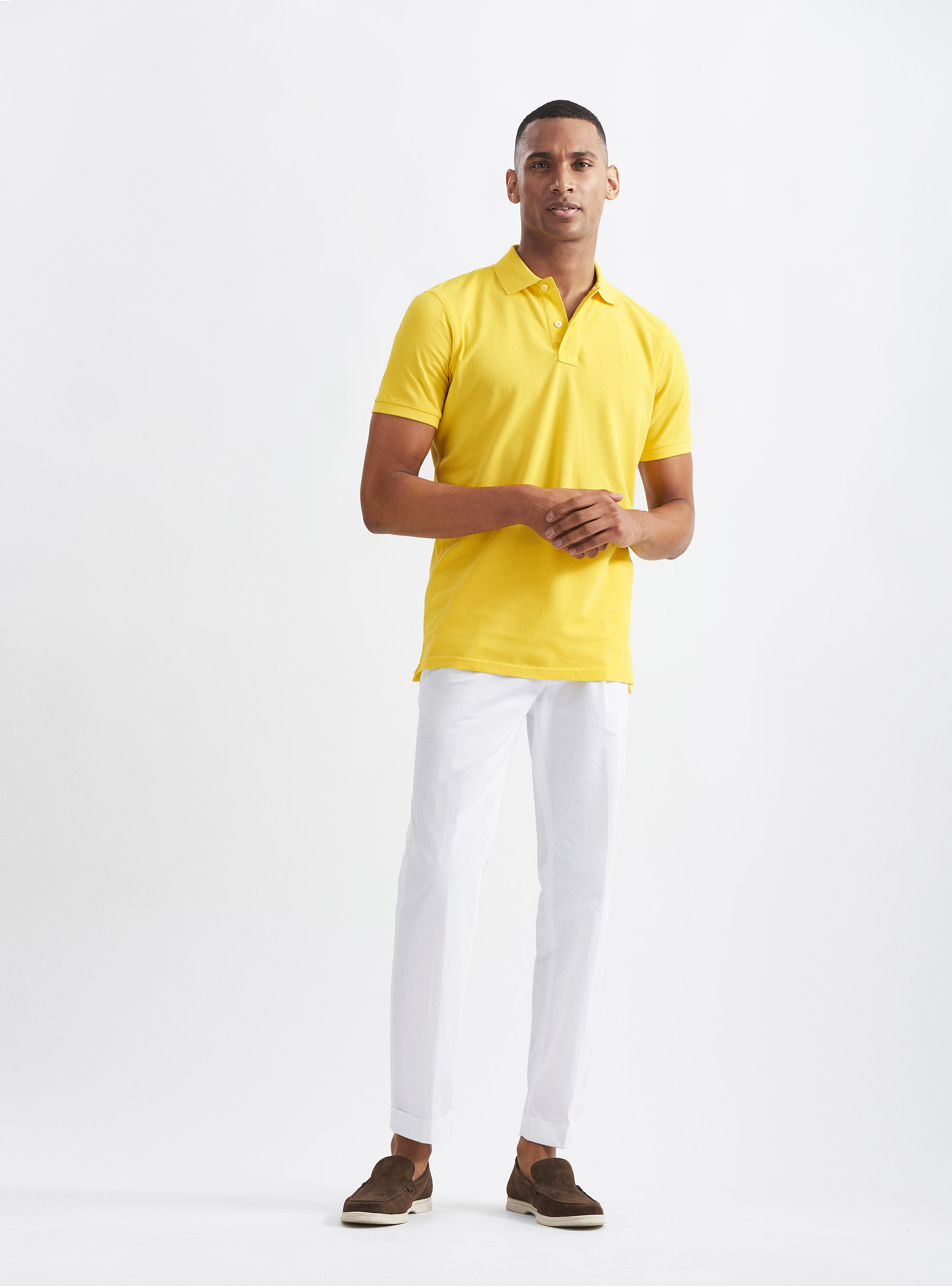 Polo classique en piqu&eacute;, JAUNE