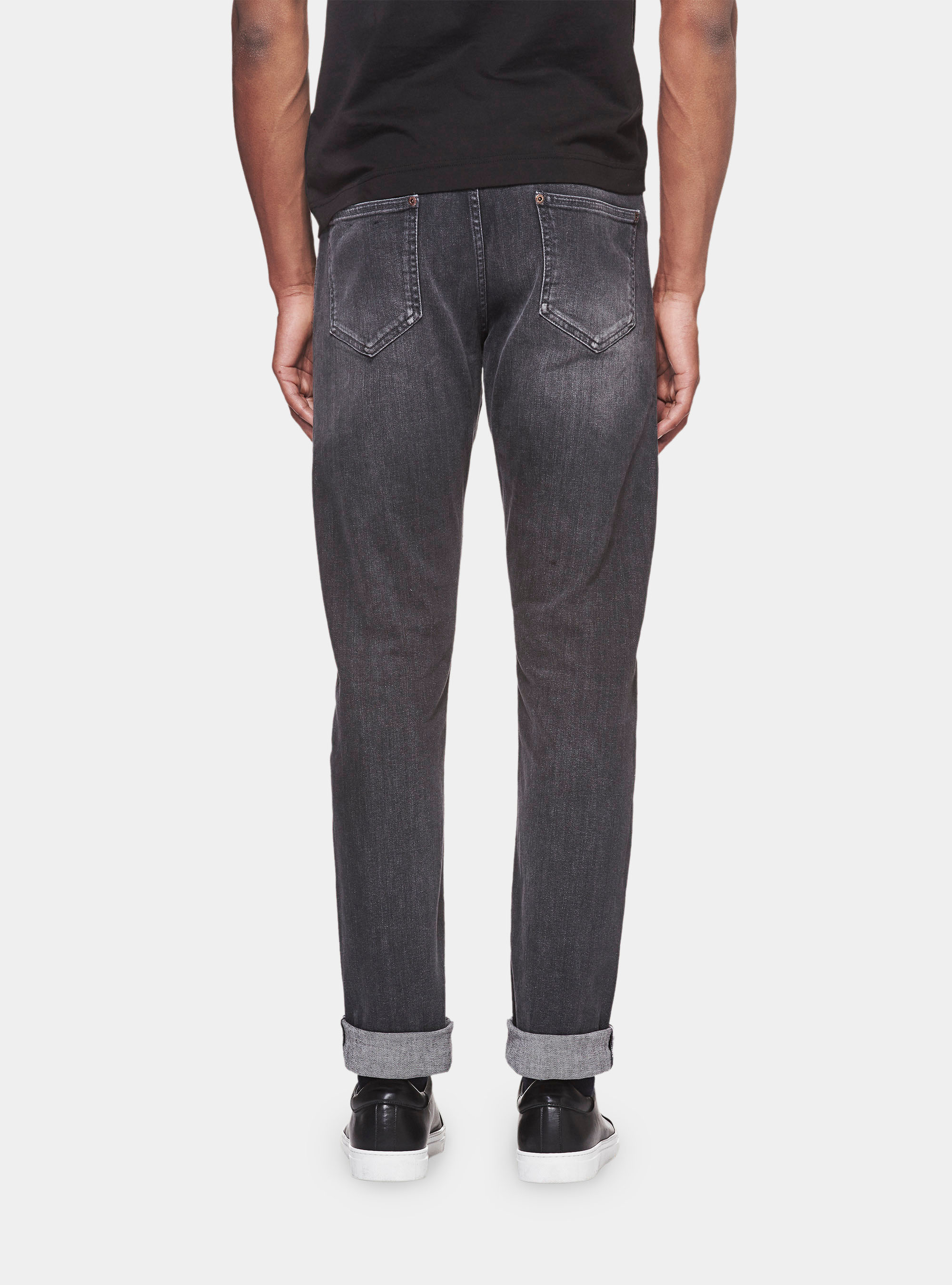 Pantaloni denim stretch regular fit, NERO